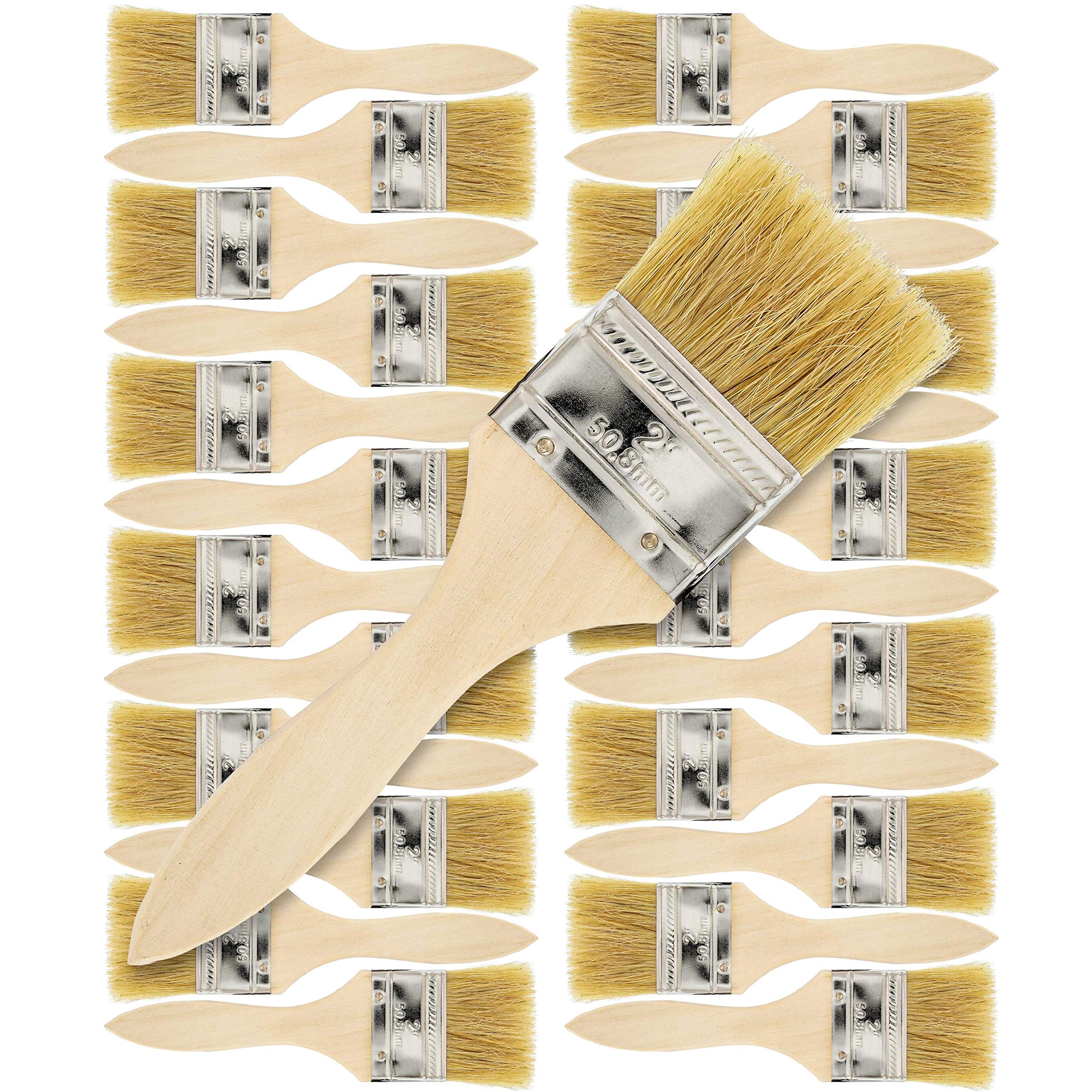 U.S. Art Supply 24-Pack 2 Inch Paint & Chip Brushes - Professional Quality for Acrylic, Oil, Watercolor, Stains, Varnishes & Glues - Perfect for Artists, DIY Projects & Home Decor