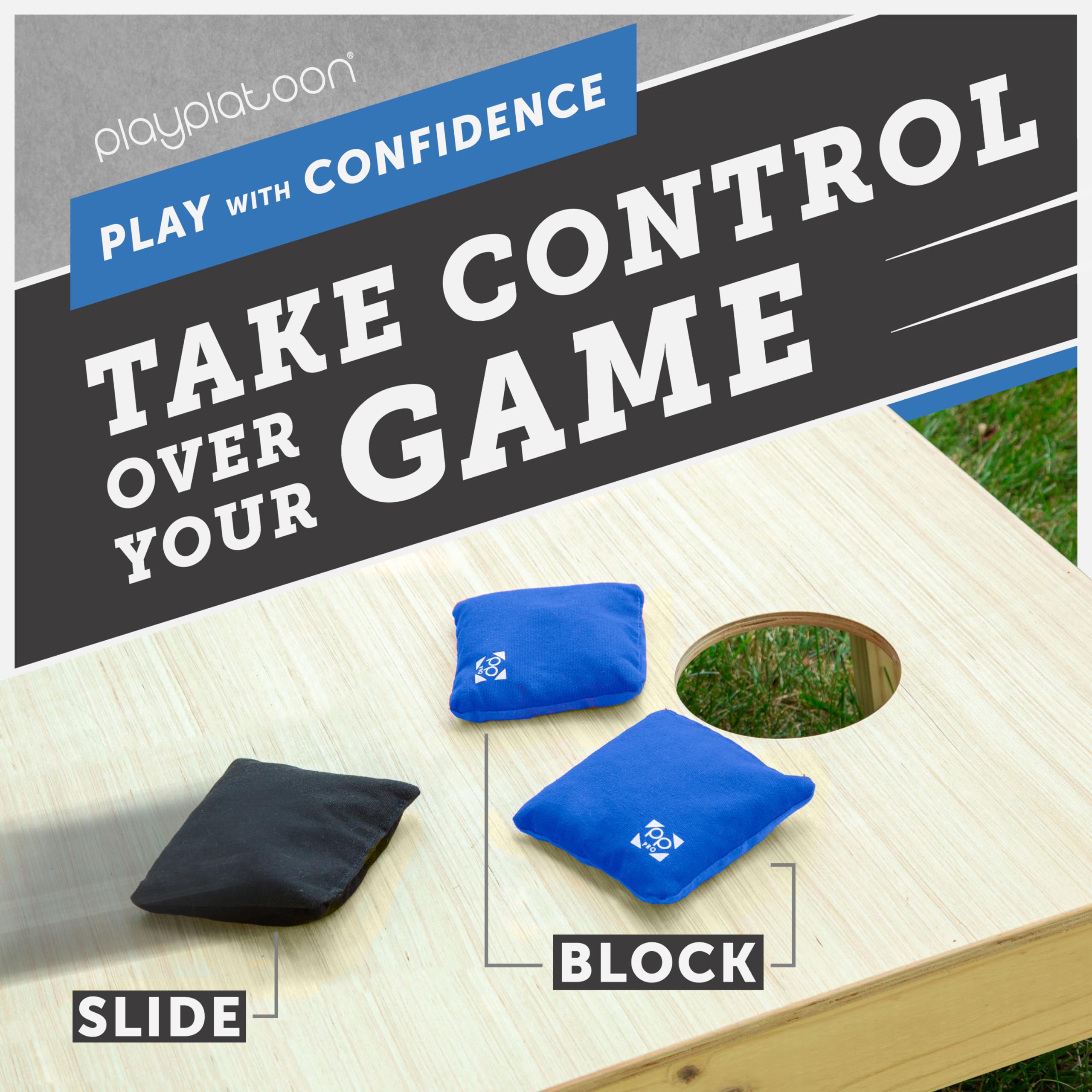 Premium Regulation Cornhole Bags Set of 8 - All-Weather Two-Sided Pro Bean Bags (4 Blue & 4 Black) for Competitive Cornhole Tournaments & Backyard Games - Perfect for Tailgating, BBQs, and Outdoor Parties