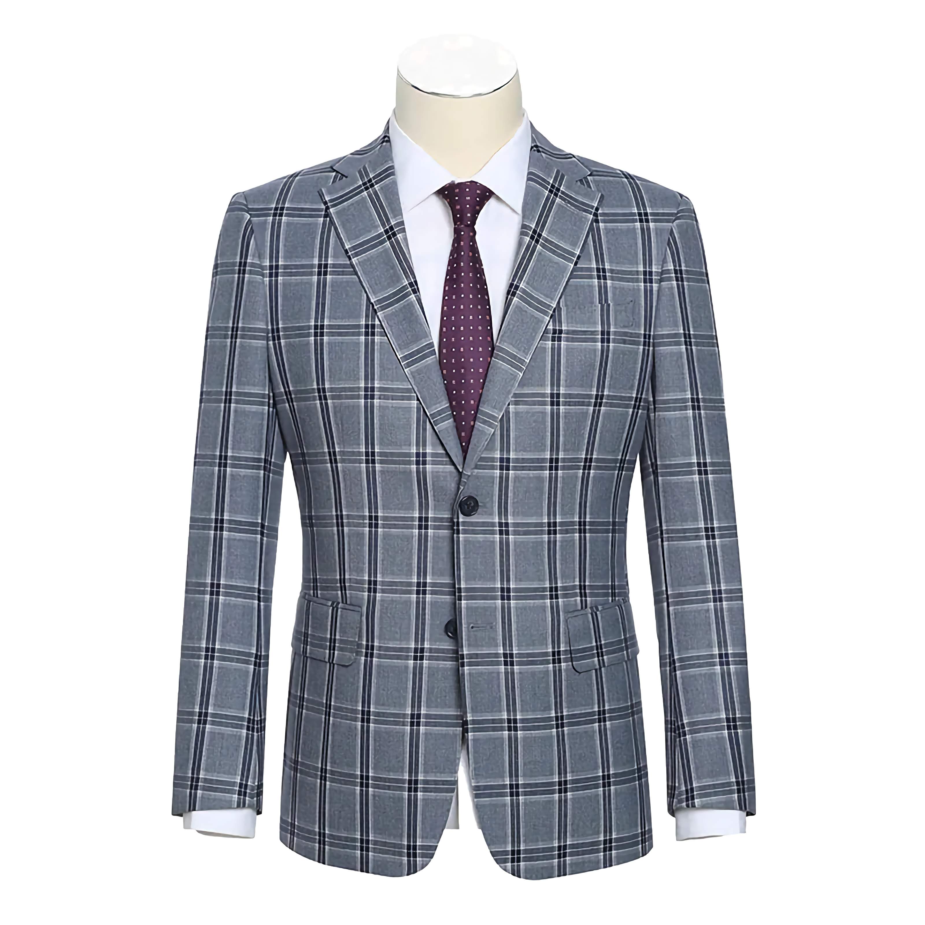 English Laundry 3-Piece Light Gray Checked Slim Fit Suit for Men | Business Formal Attire & Wedding Outfit | Perfect for Office, Interviews, and Special Occasions