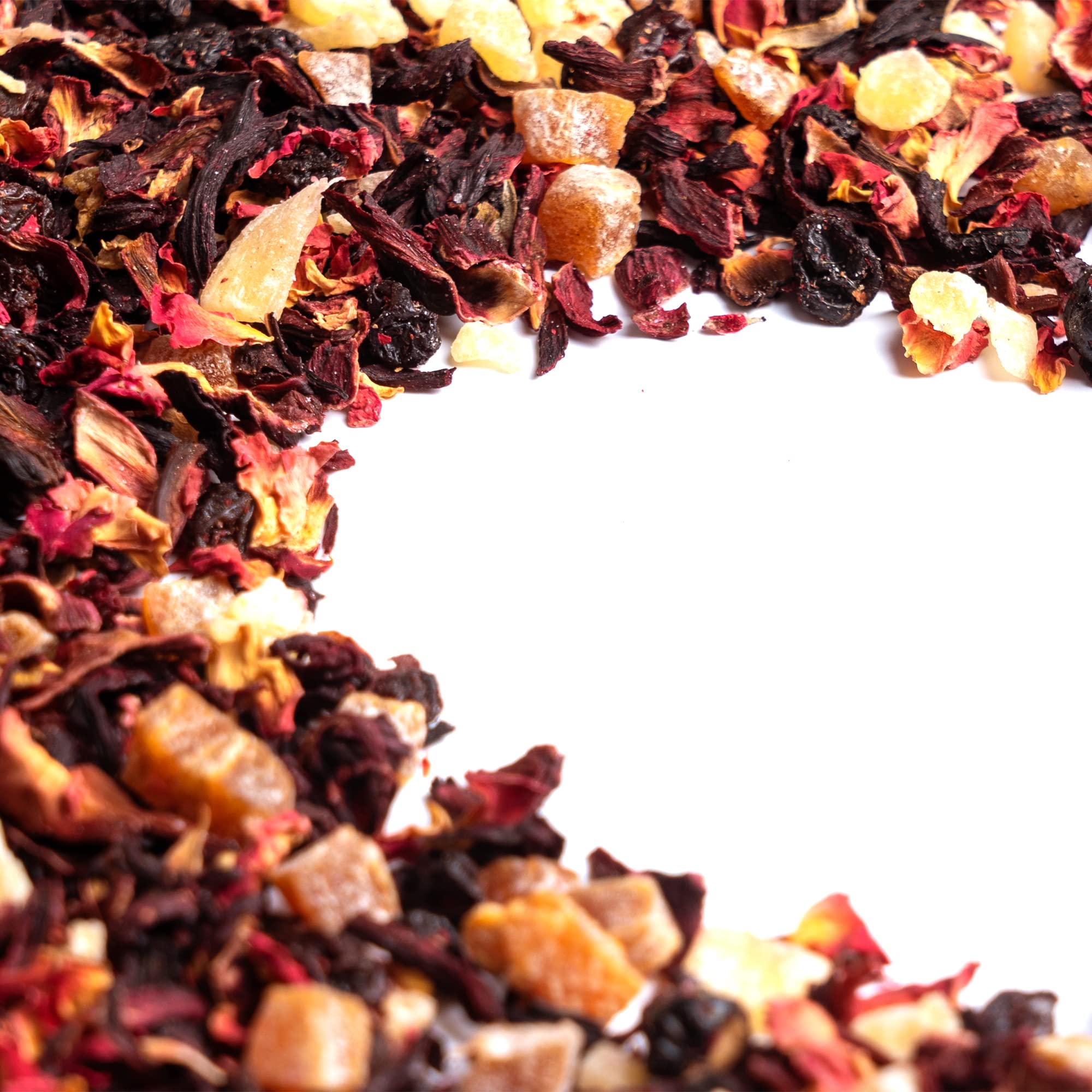 Premium Hibiscus Rose Fruit Loose Leaf Tea Bags (20 Count) - Natural Caffeine-Free Herbal Tea Blend with Peach, Pineapple & Blueberry | German Import | Perfect for Hot or Iced Tea | Relaxation & Afternoon Tea Time