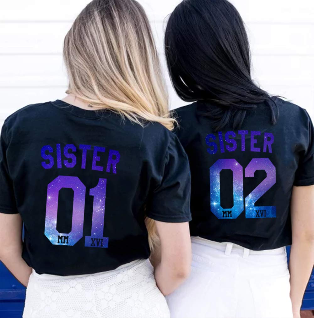 Best Friends Matching T-Shirts for Women - Soul Couple BFF Shirts for Teen Girls, Sisters 01 & 02 - Cute Friendship Gifts for Birthday, Christmas | Perfect for Twin Day, Girls Trips, Sister Bonding