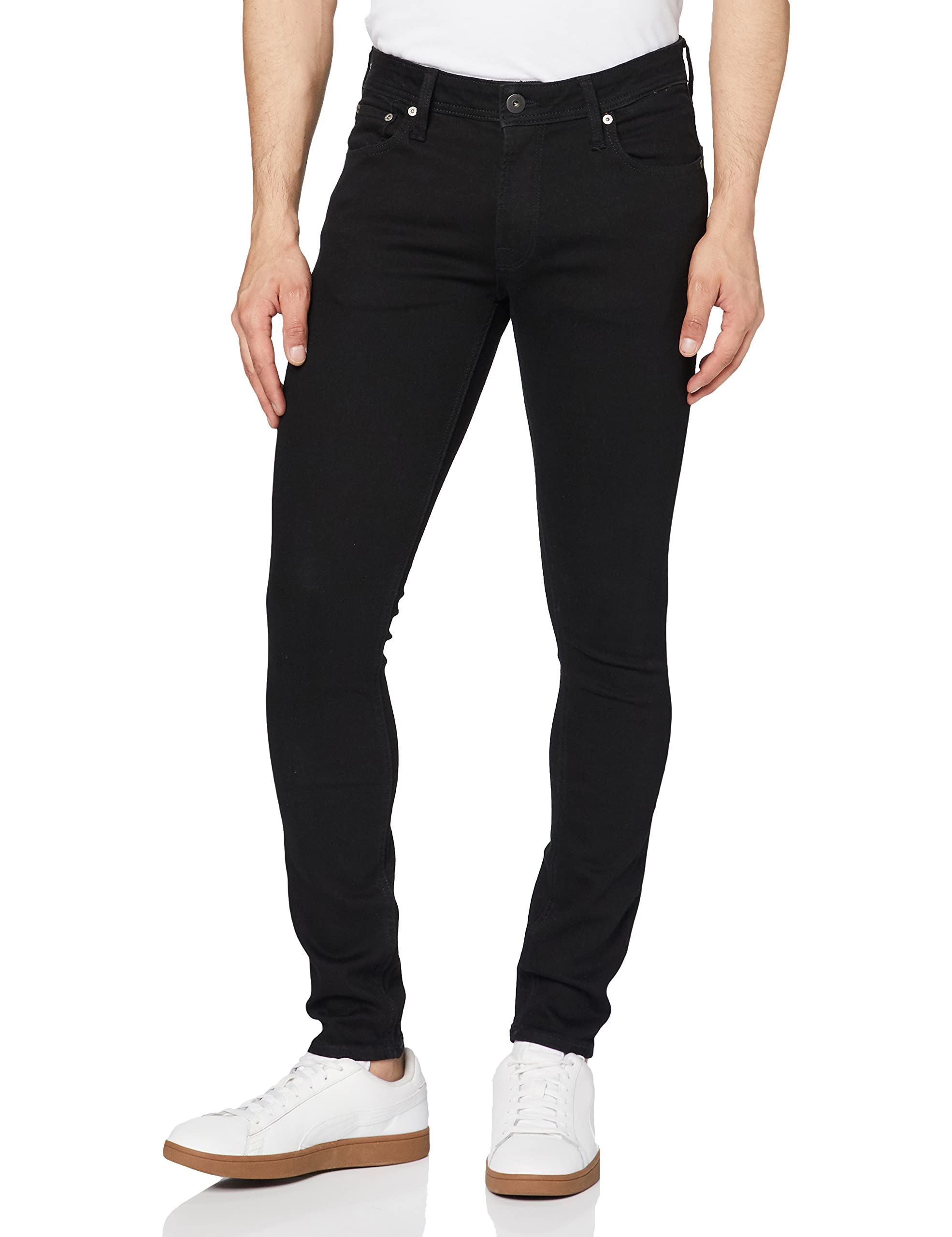 Jack & Jones Men's Liam Original 009 Skinny Jeans - Slim Fit Stretch Denim Pants for Men in Black | Perfect for Casual Wear, Night Out & Everyday Style