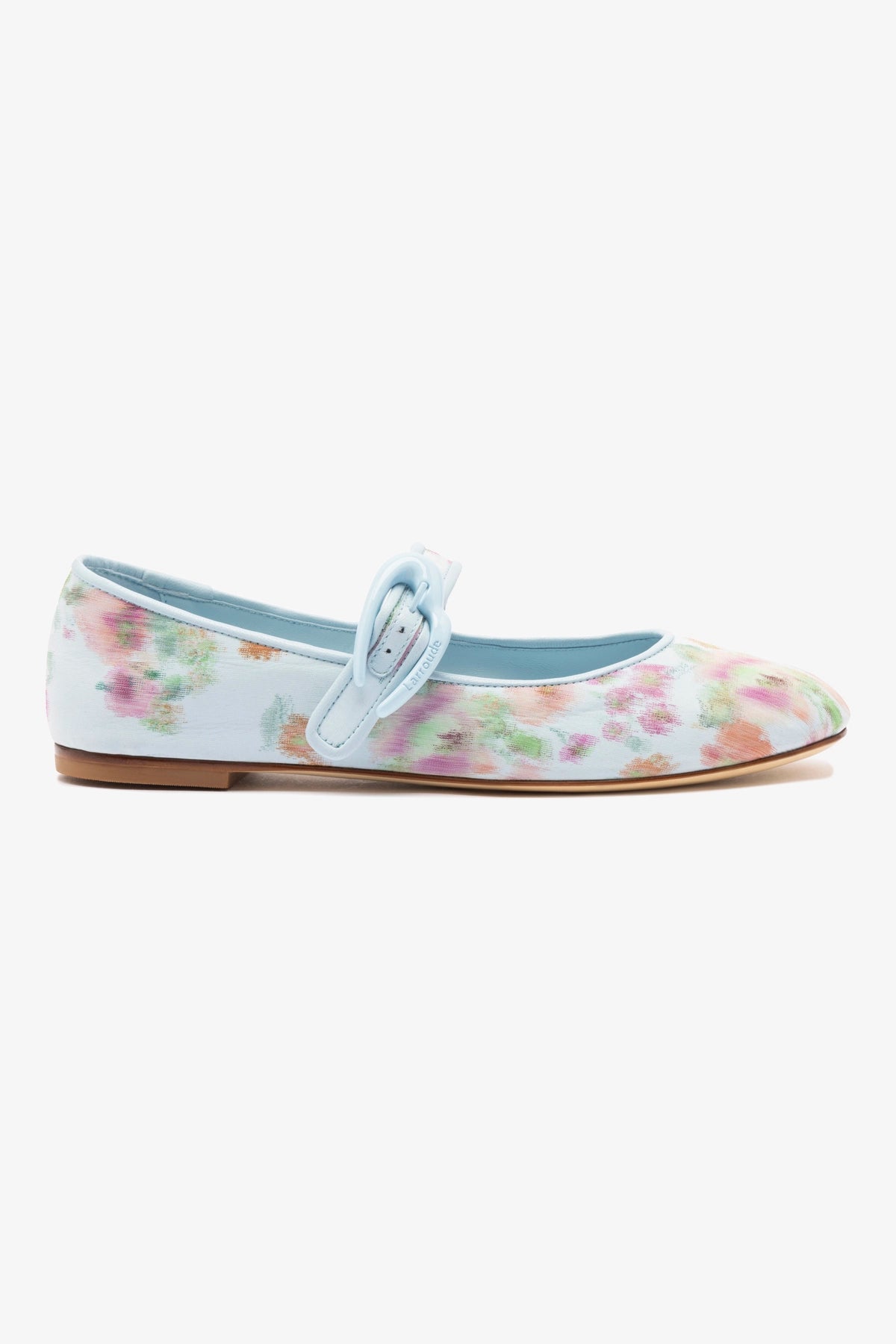 Larroudé x Markarian Verona Ballet Flats - Apple Blue Floral Ikat Design | Women's Comfortable Slip-On Shoes for Work, Date Night & Casual Outings