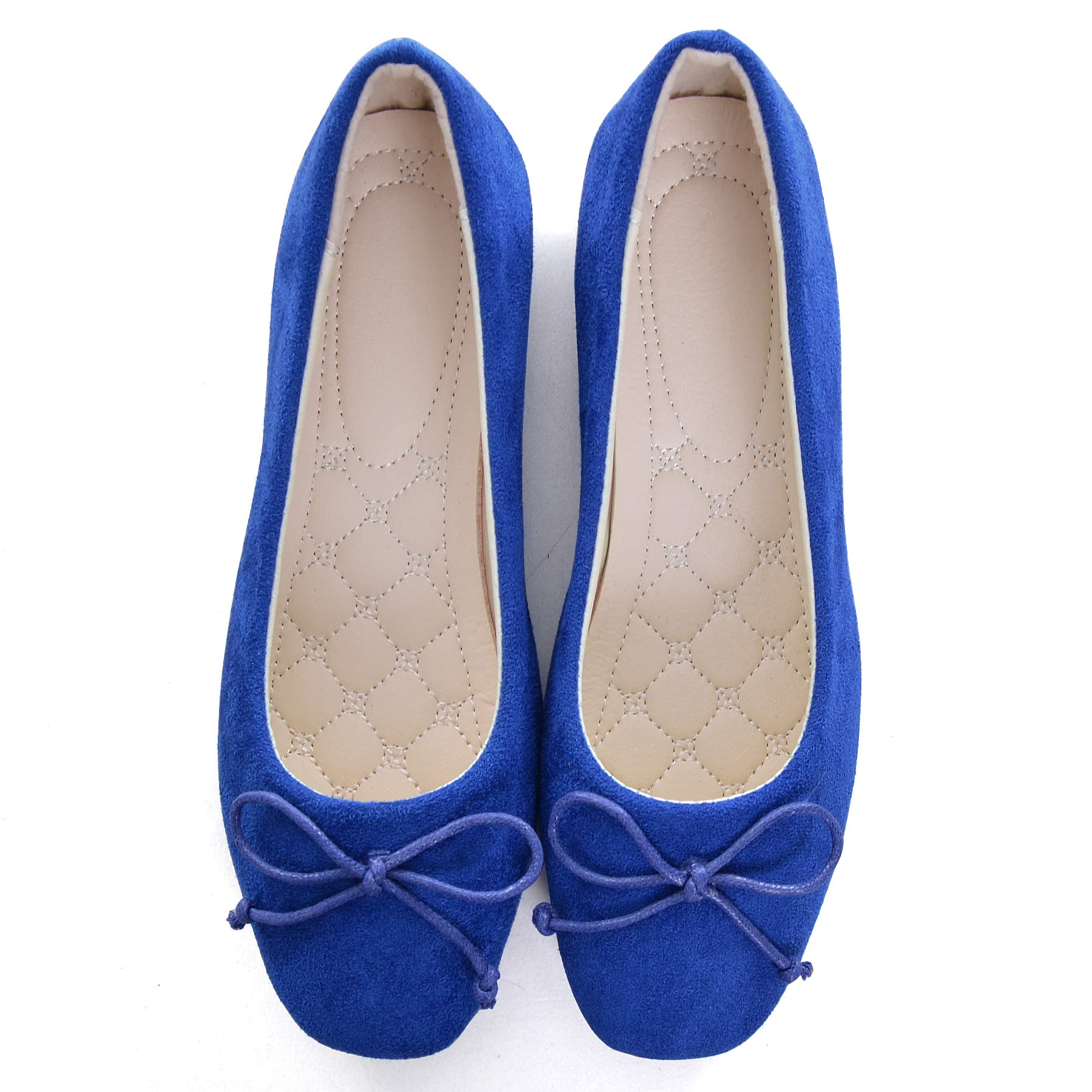 BOLOMEE Women's Faux Suede Casual Summer Dress Flats - Comfortable Walking Shoes for Outdoor, Beach & Travel - Navy Blue US Size 10