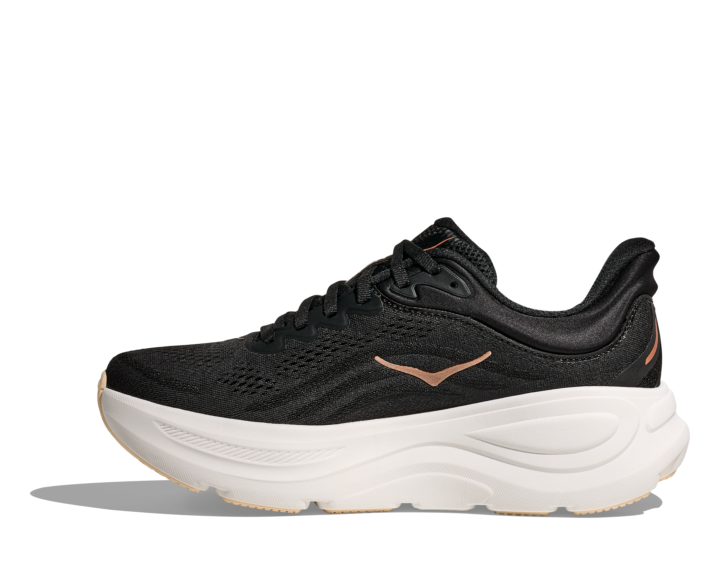 Hoka Women's Bondi 9 Running Shoes - Breathable BRGL Black/Rose Gold for Road Running, Walking & Comfortable All-Day Wear