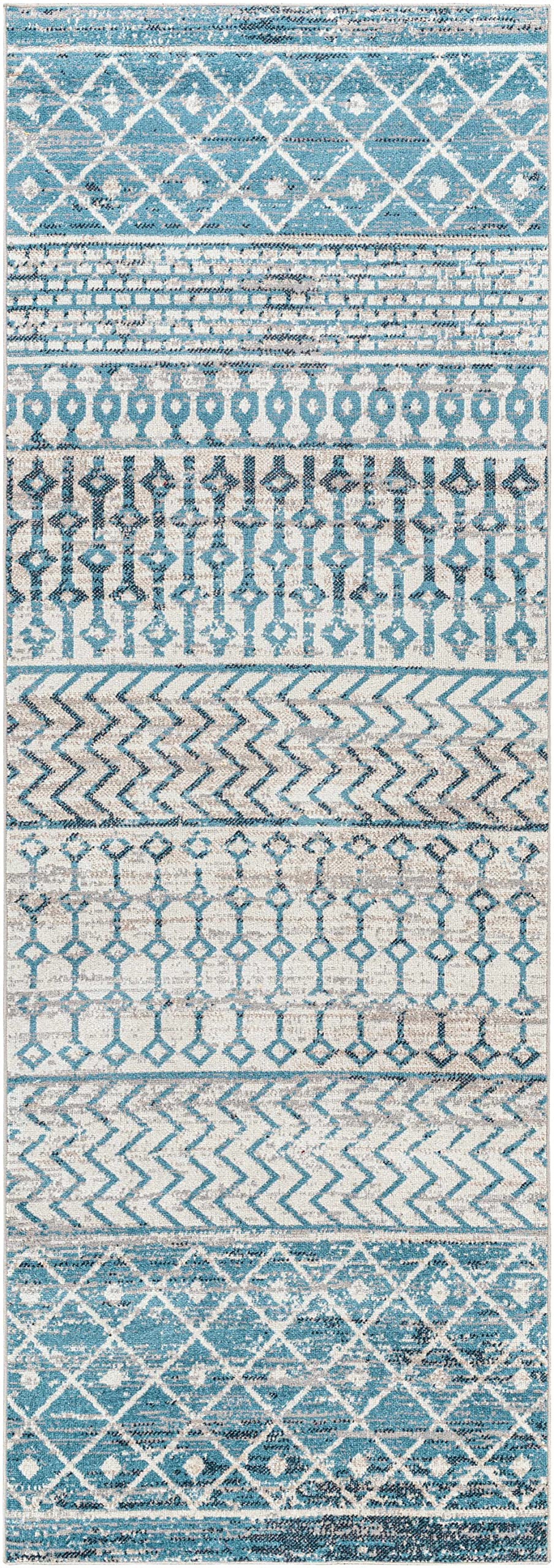 Hauteloom Pinamopoan Machine Washable Area Rug for Living Room & Bedroom - Black, Blue, Gray - 6'7
