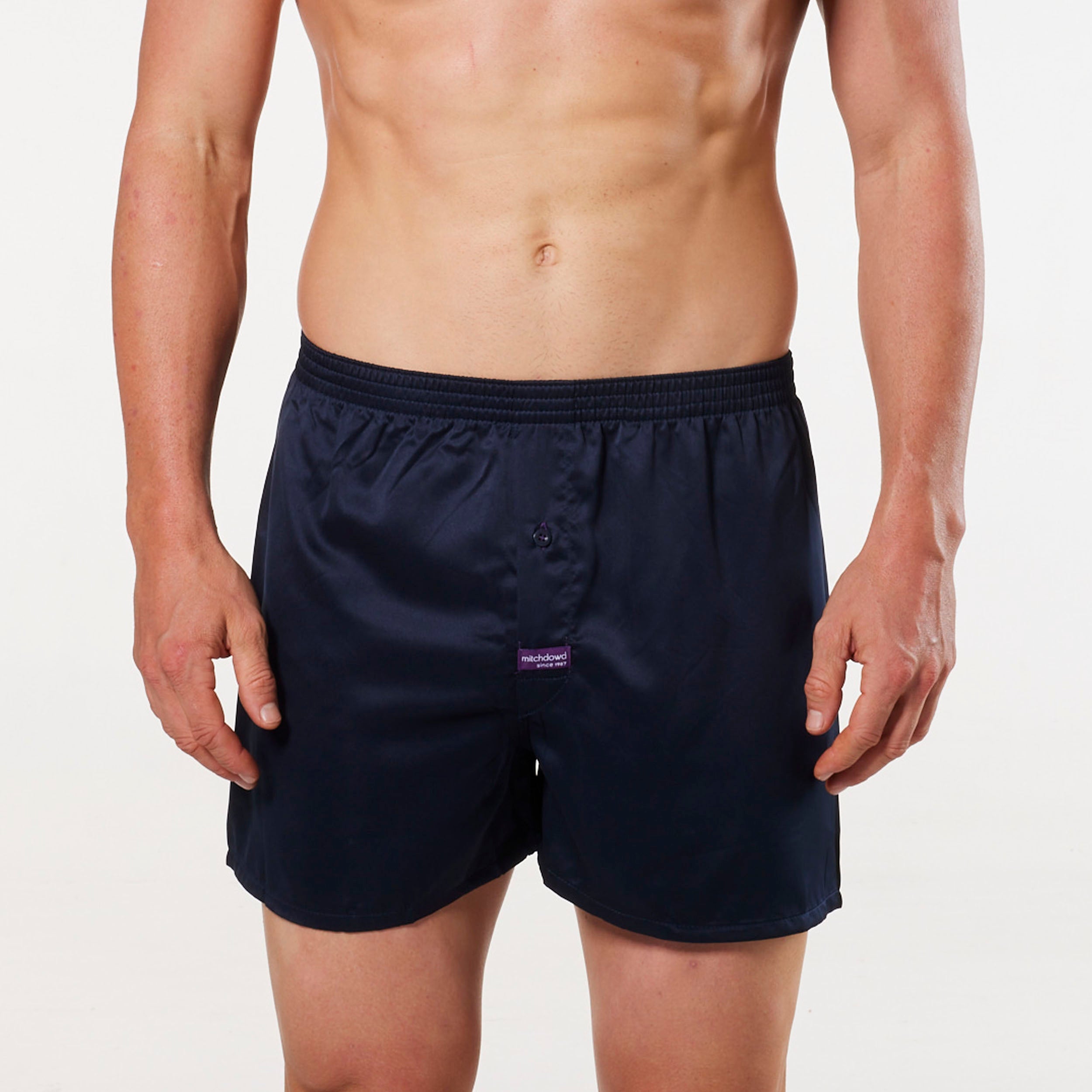 Premium Men's Luxury Satin Boxer Shorts - Soft Breathable Underwear for Sleep & Lounge - Navy Blue Comfortable Briefs for Everyday Wear