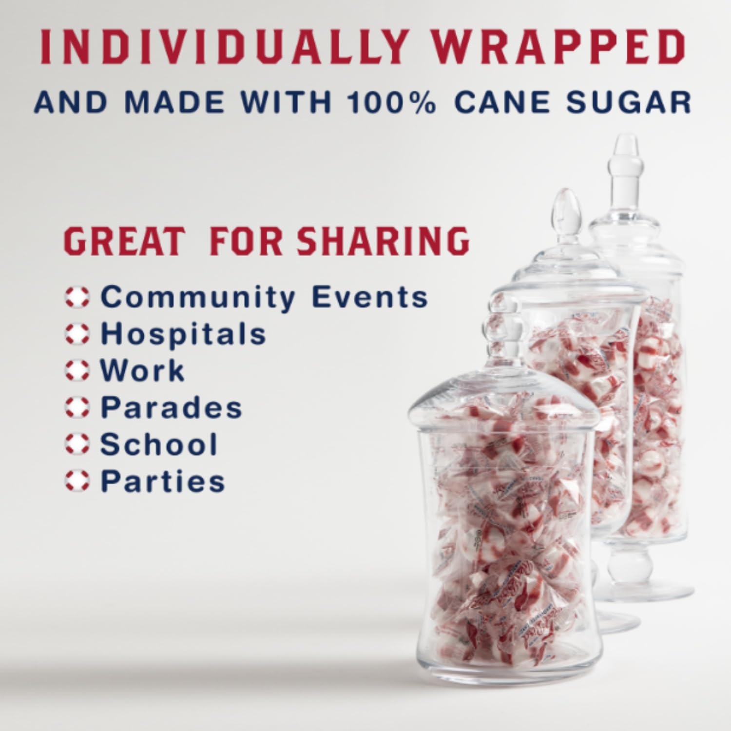 Red Bird Soft Peppermint Candy - Individually Wrapped Gluten Free Breath Mints, 46 oz Bag - Fresh Breath Solution for Office, Travel & After Meals