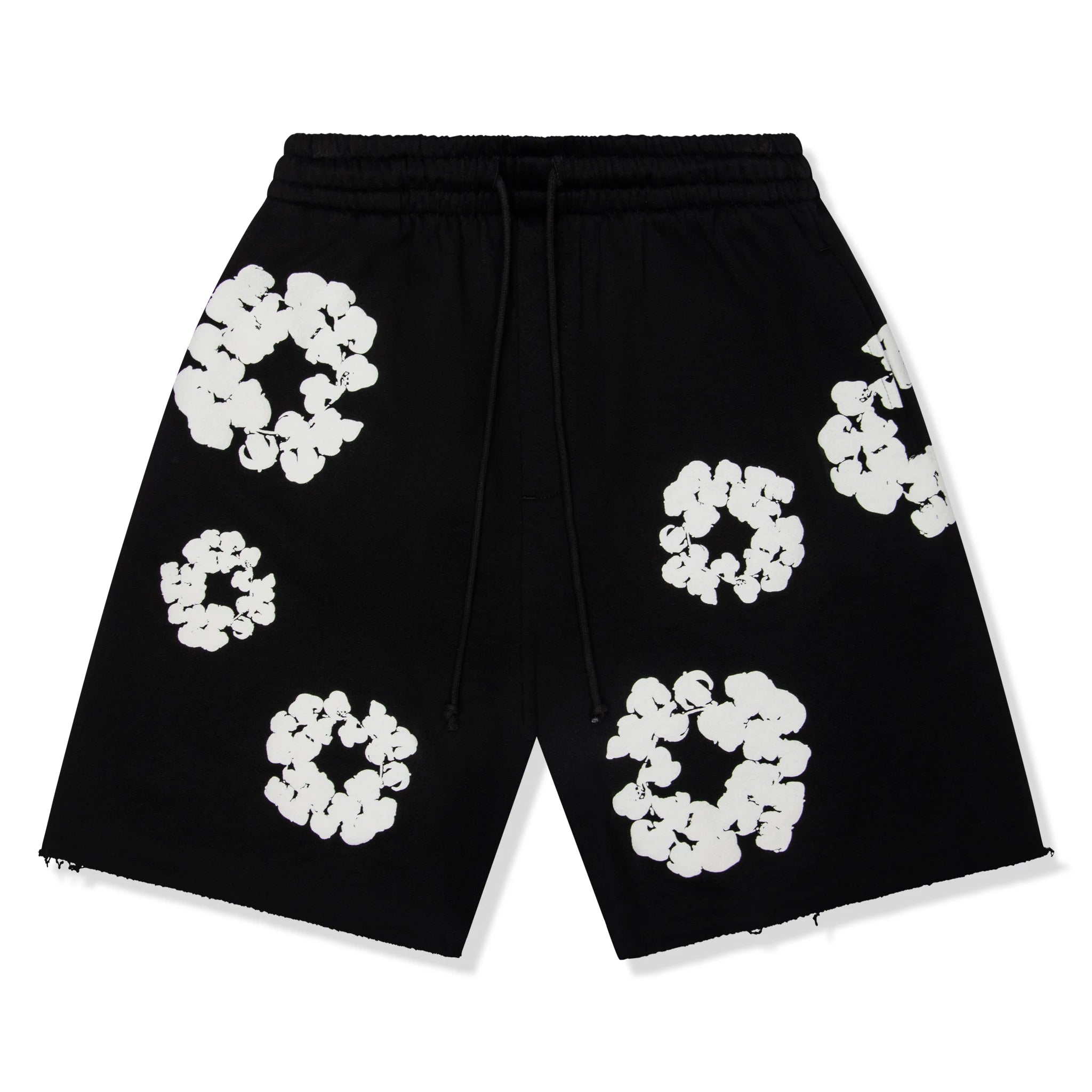 Denim Tears The Cotton Wreath Black Denim Shorts for Men - Stylish Casual Streetwear for Summer Outfits and Hip Hop Fashion