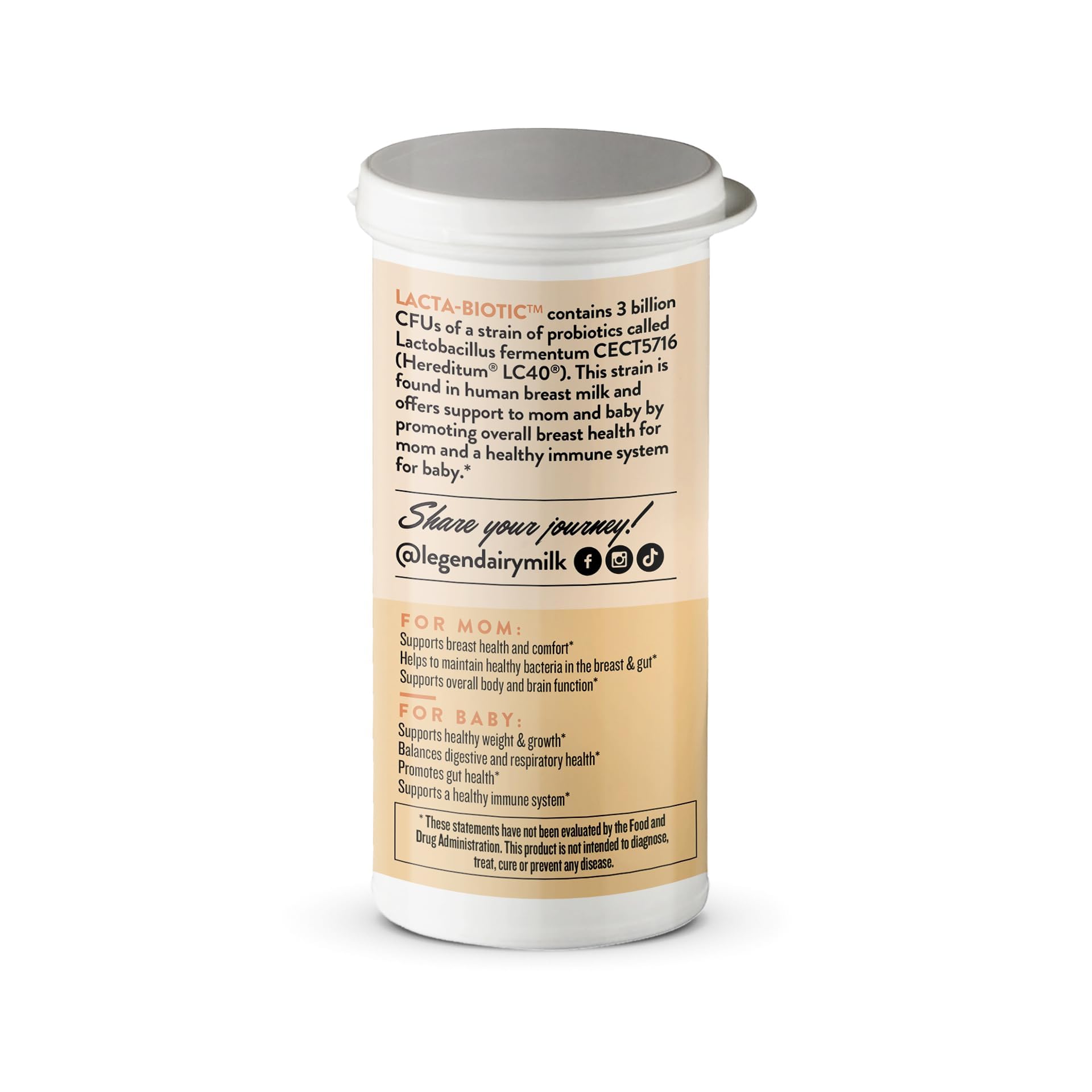 Legendairy Milk Lacta-Biotic Breastfeeding Probiotic Supplement - Supports Lactation, Breast & Gut Health for Moms & Immune Health for Babies - 30 Capsules - Perfect for Nursing Mothers Seeking Digestive and Immune Support