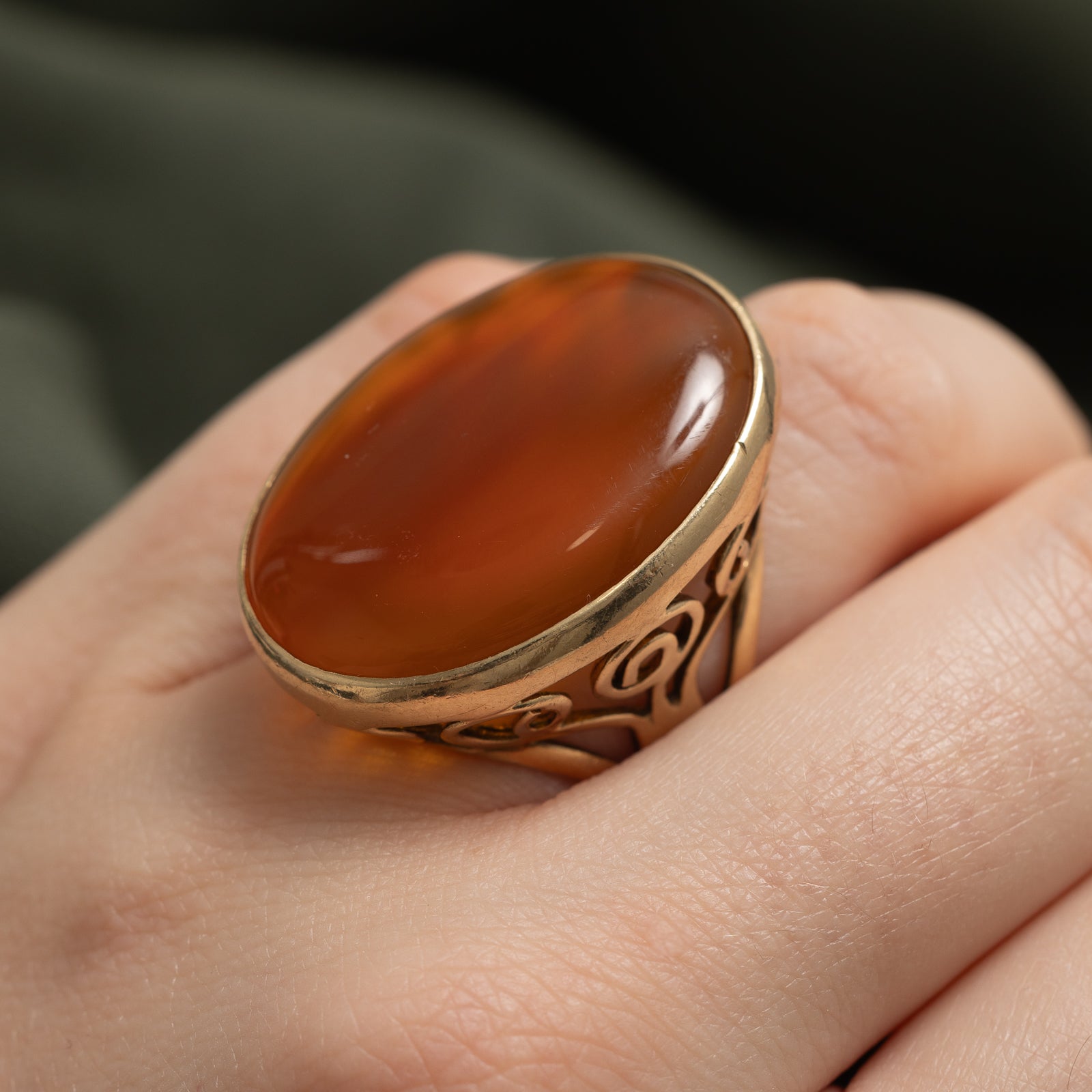 22.00ct Carnelian Agate Cocktail Ring - Size 6 | Elegant Statement Jewelry for Evening Parties, Weddings & Special Occasions