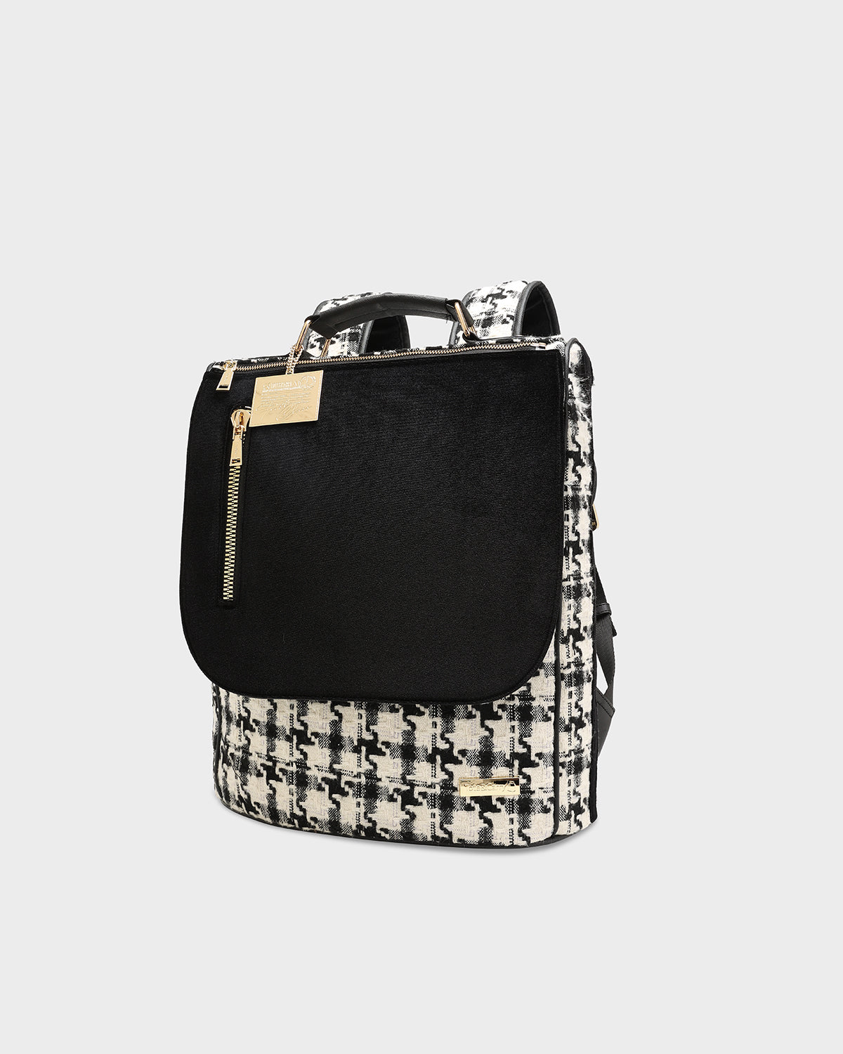 Stylish Black & White Houndstooth Backpack for Women & Men - Trendy Checkered Pattern School, Work & Travel Laptop Bag - Perfect for Office, College & Daily Commute