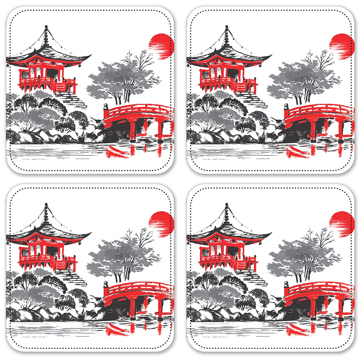 Vinyl Drink Coasters Set of 4 - Non-Slip Absorbent Housewarming Gift - Perfect for Coffee Tables, Home Decor & Bridge-Themed House Parties