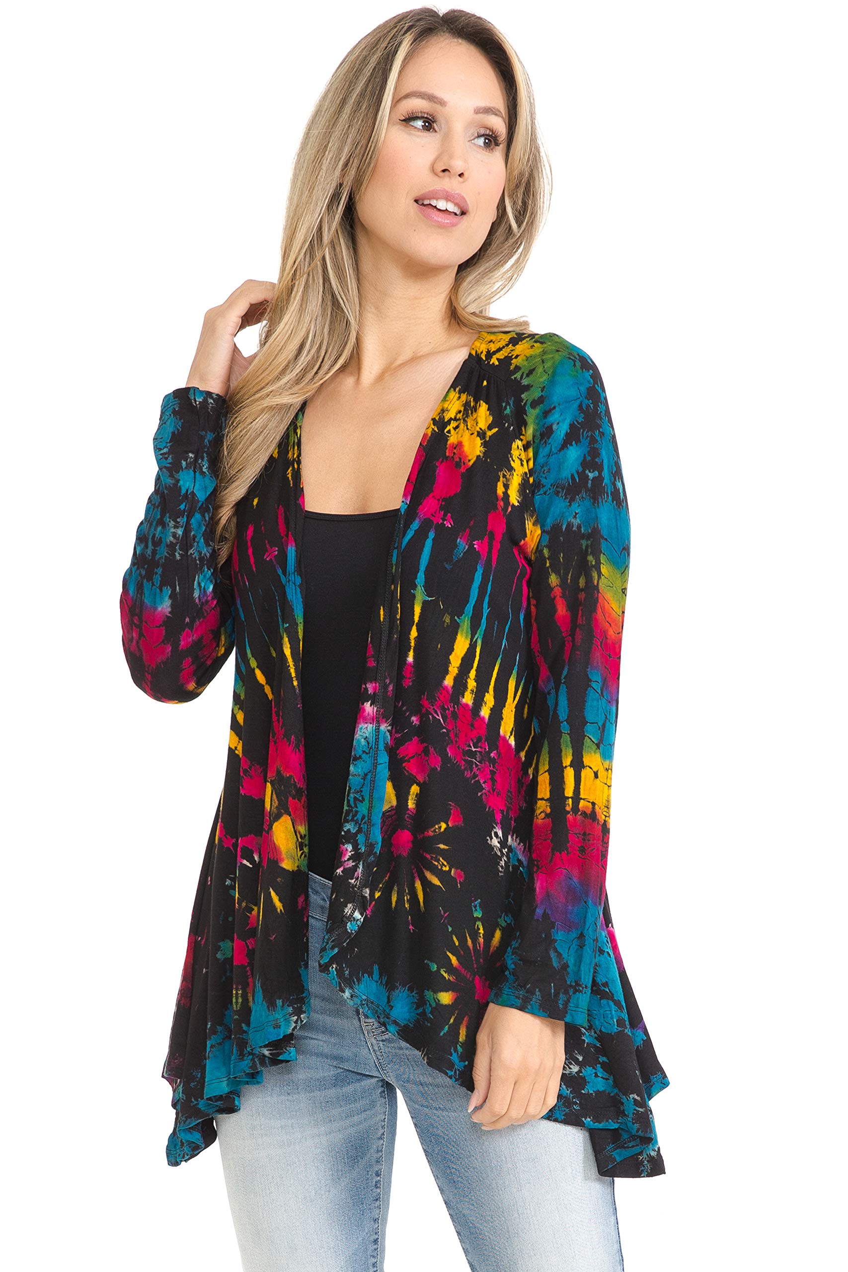 Royal Tie Dye Cardigan for Women - Soft & Stylish Oversized Knit Sweater - Boho Chic Loungewear for Casual Outings & Cozy Nights
