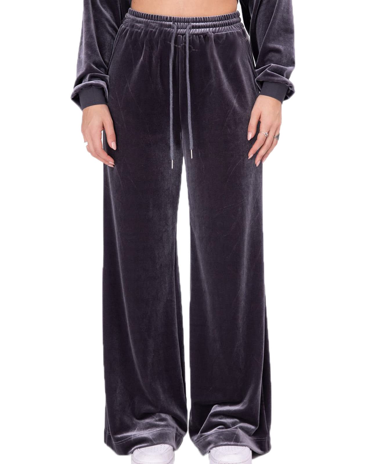 Women's Velvet Flare Leg Pants - Vintage Wide Leg Jogger Sweatpants with Bell Bottom Design | Comfortable Lounge Pants for Casual Wear, Yoga, and Home Relaxation