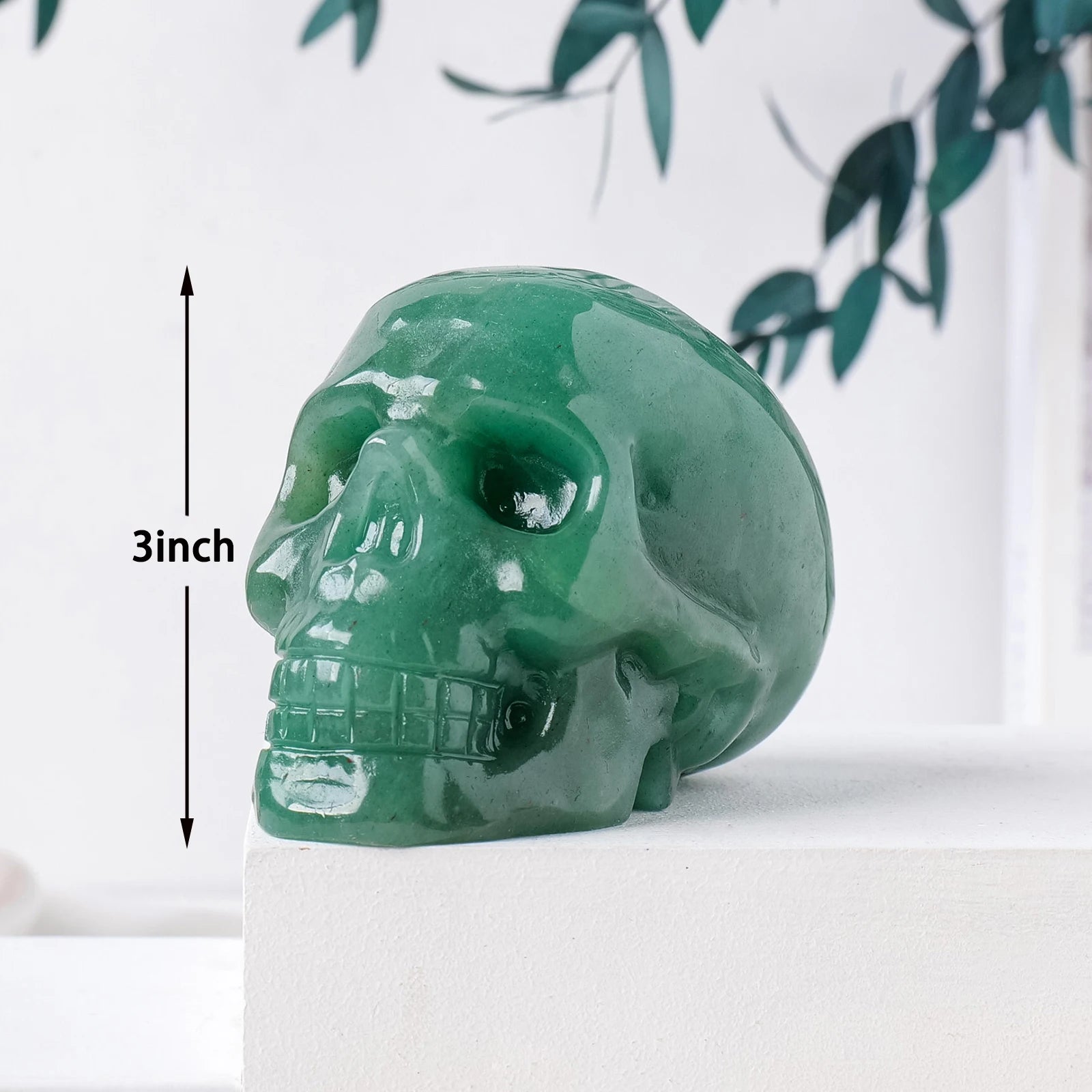 1PC Natural Aventurine Quartz Crystal Skull - Handcrafted Home Decor, Energy Healing Stone, Unique Gift for Easter, Halloween, Feng Shui & Meditation Spaces