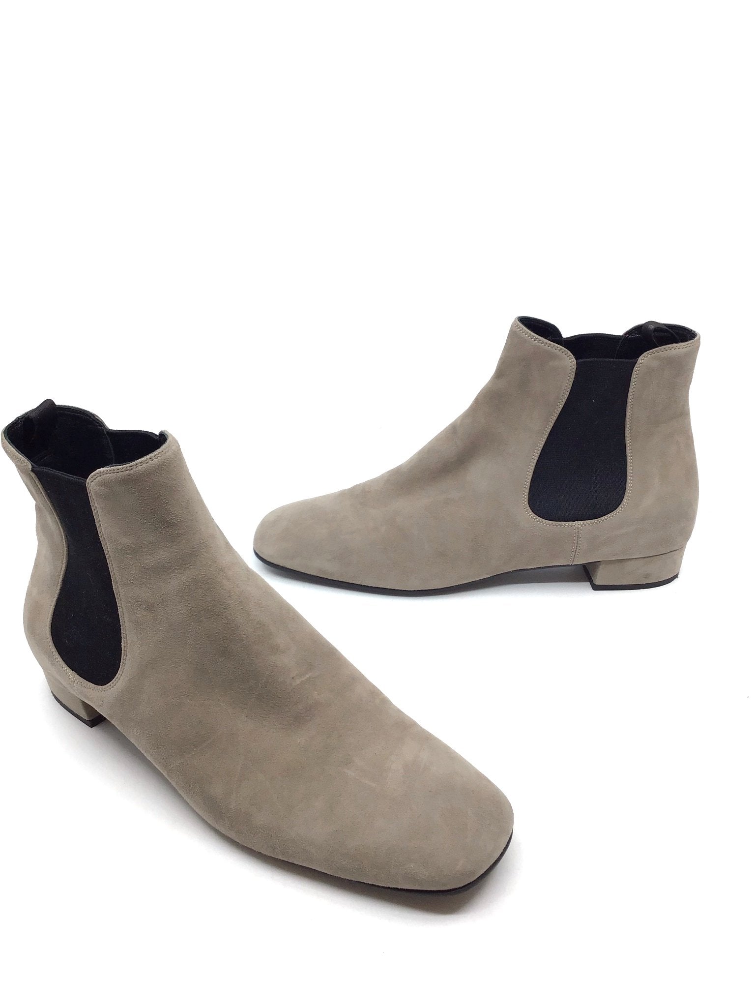 Prada Suede Round Toe Chelsea Ankle Boots Women Size 11 | Luxury Italian Designer Booties for Fall Winter Fashion | Perfect for Office, Date Night & Special Occasions