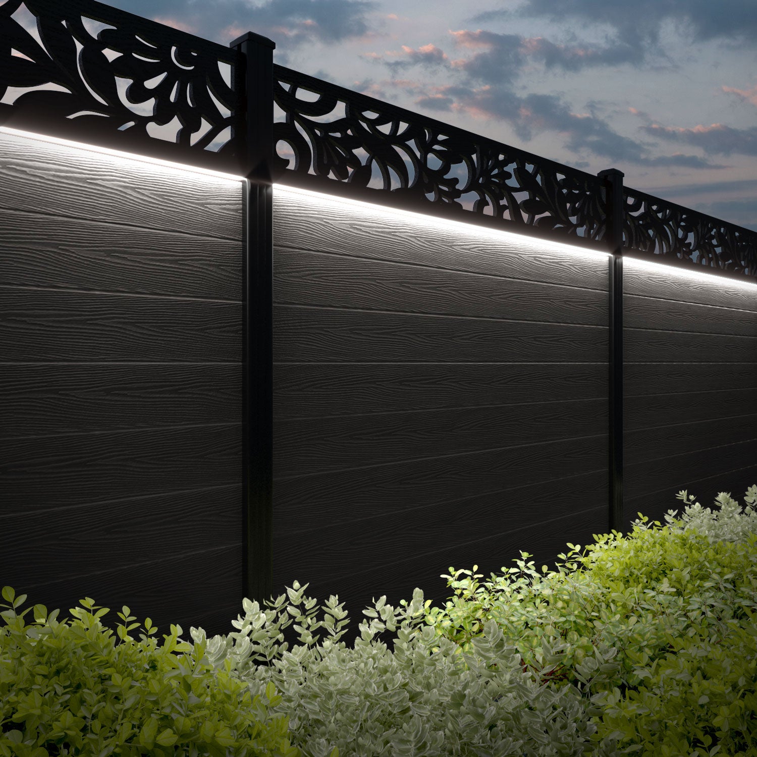 Classic Heritage Fence Panel - Dark Oak Wood with Aluminum Posts | Durable Outdoor Privacy Fence for Backyard, Garden & Patio