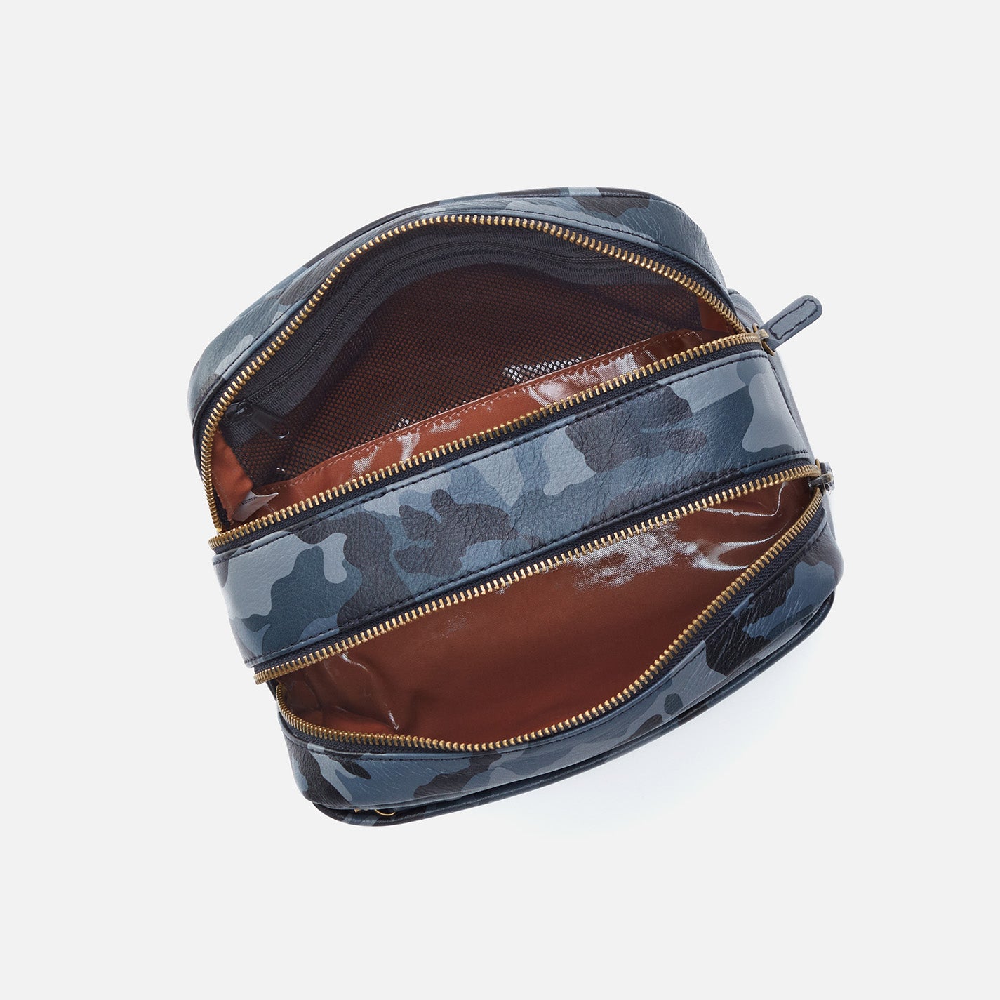 Premium Men's Travel Kit - Silk Napa Leather Toiletry Bag with Blue Camo Design | Perfect for Business Trips, Vacations & Gym Essentials Organization