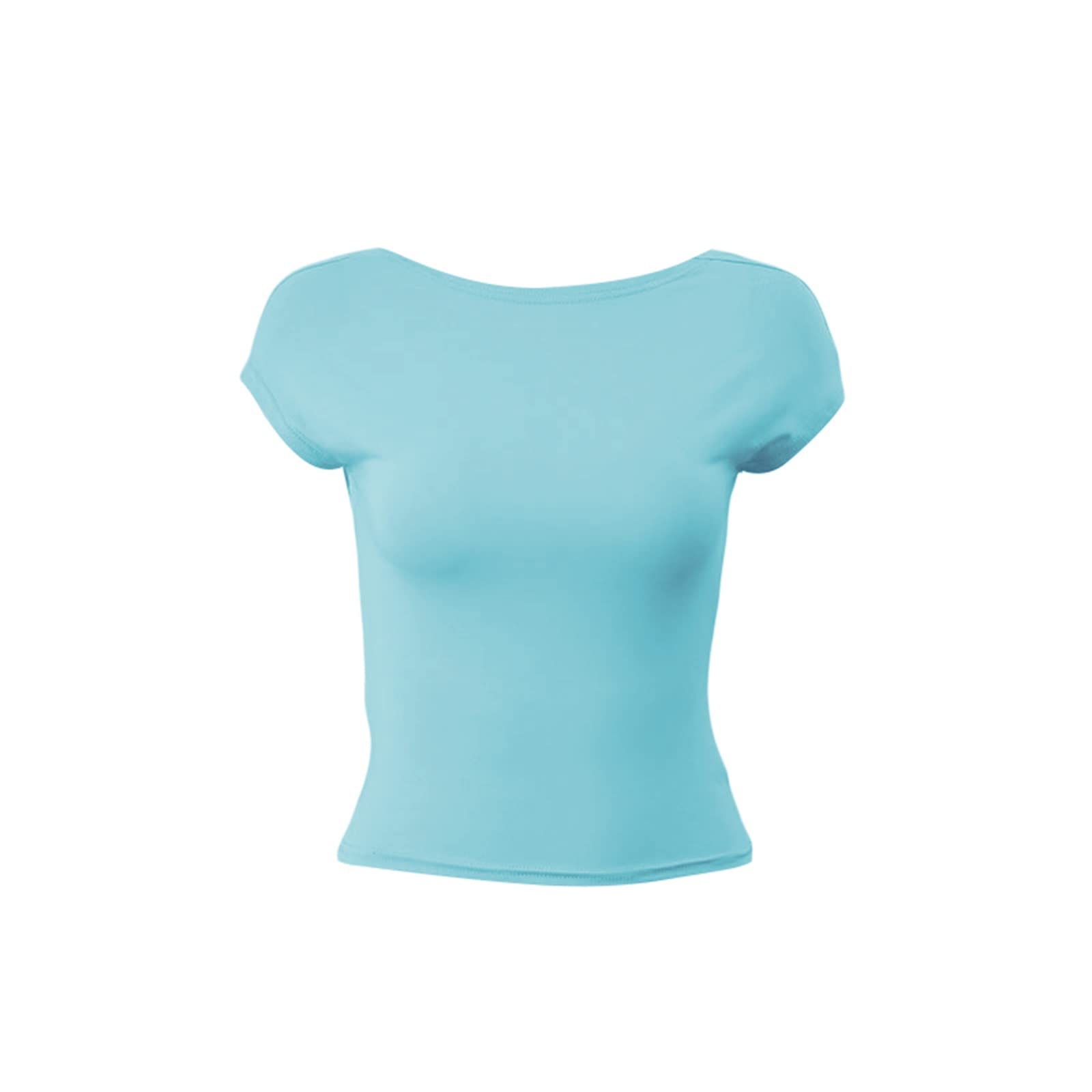 Y2K Women's Backless Crop Top - Short Sleeve Bodycon Sexy T-Shirt with Crew Neck | Grunge Streetwear for Summer Casual Wear | Perfect for Music Festivals, Beach Outings & Nightclub Looks