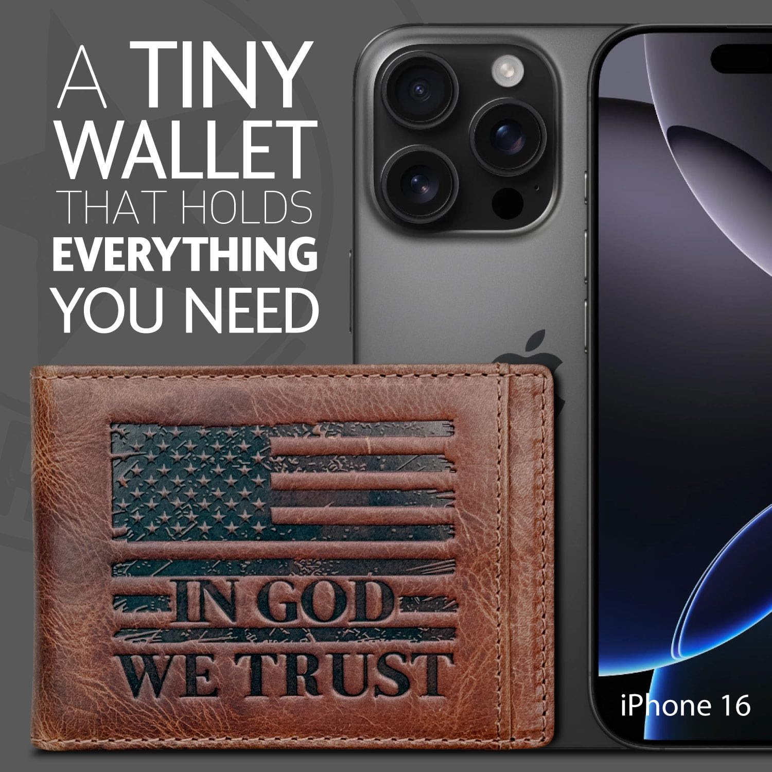 Patriotic American Flag Wallet for Men - RFID Blocking & 9 Card Slots with Super Strong Magnetic Money Clip - Slim Front Pocket Wallet Featuring 'IN GOD WE TRUST' - Perfect for Everyday Carry, Travel & Gifts