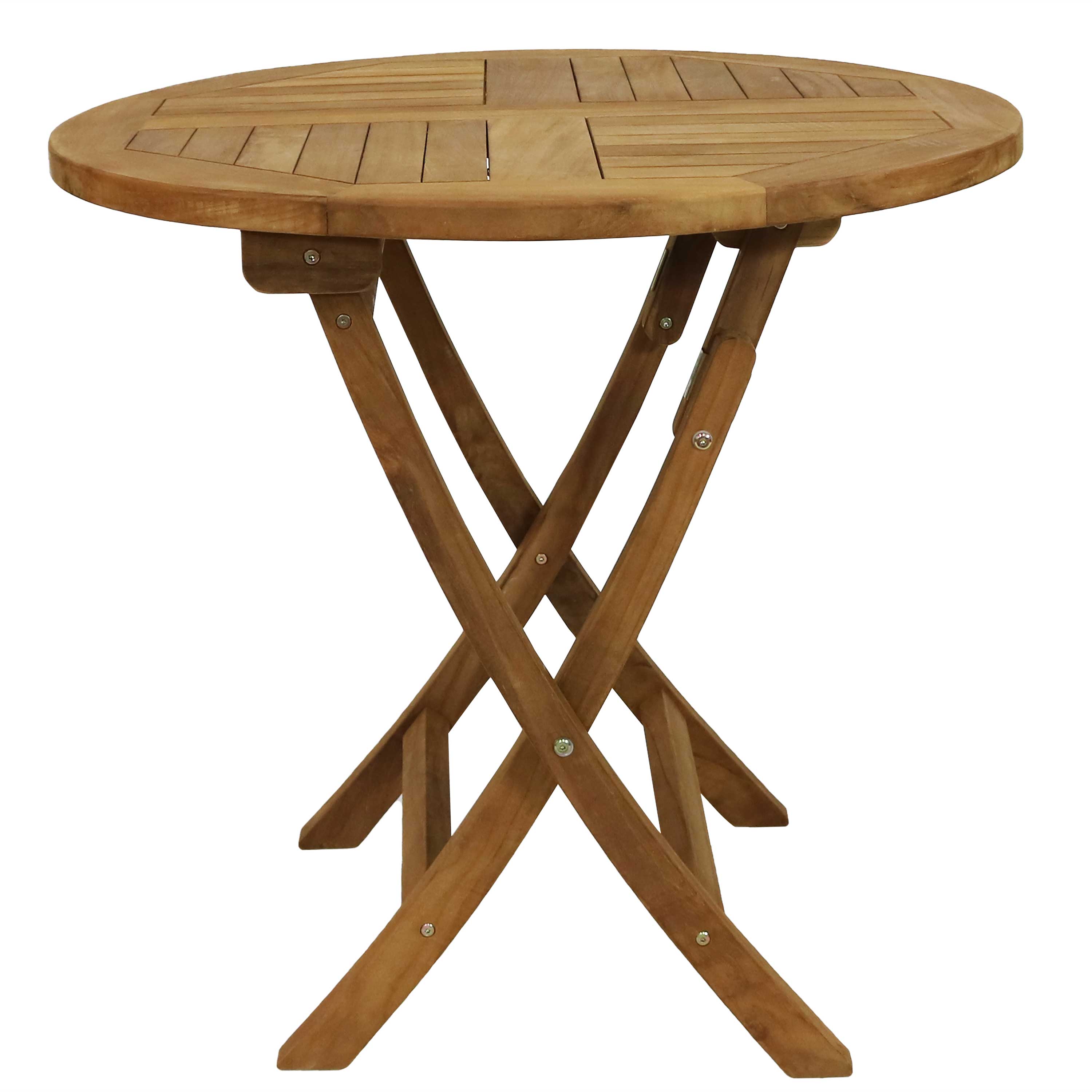Premium Teak Wood Round Folding Table - Outdoor Patio Dining & Garden Furniture for Backyard, Poolside & Camping