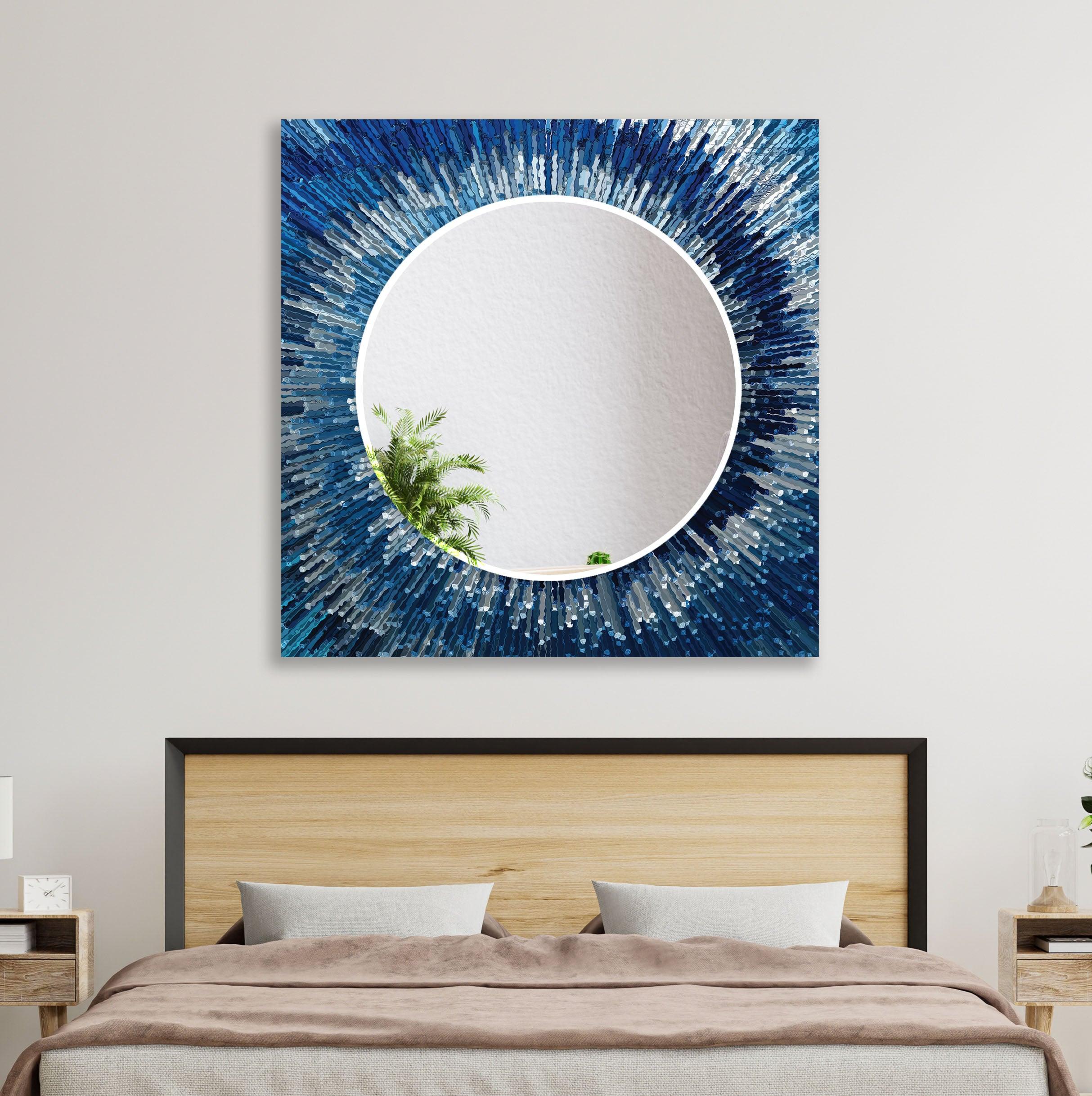 Blue Splash Wall Mirror - Decorative Bathroom & Bedroom Mirror - Shatterproof & Stylish Home Decor for Modern Living Spaces