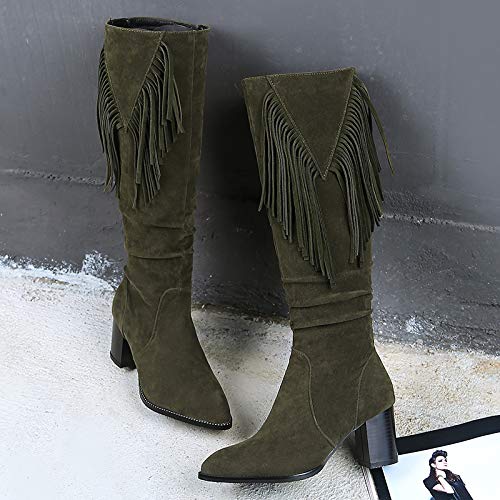 SO SIMPOK Women's Suede Knee High Boots with Zipper - Retro Western Riding Boots with Chunky Heel for Ladies | Perfect for Fall Fashion, Cowgirl Outfits & Dressy Occasions