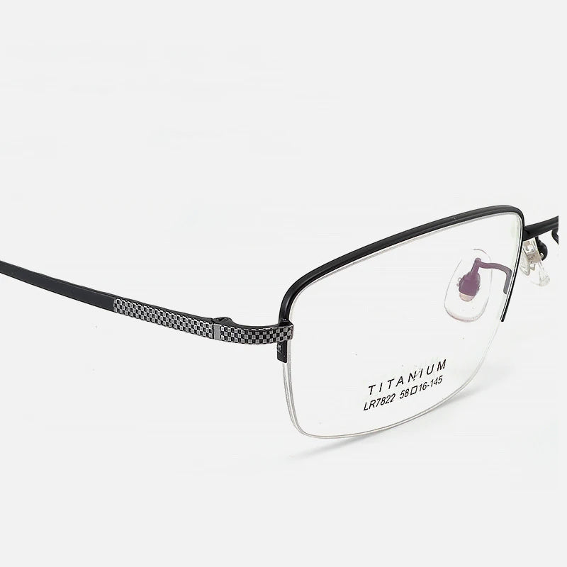 Bclear Men's Semi-Rimless Big Square Titanium Eyeglasses Frame 7822 - Lightweight Durable Glasses for Work, Reading & Fashion