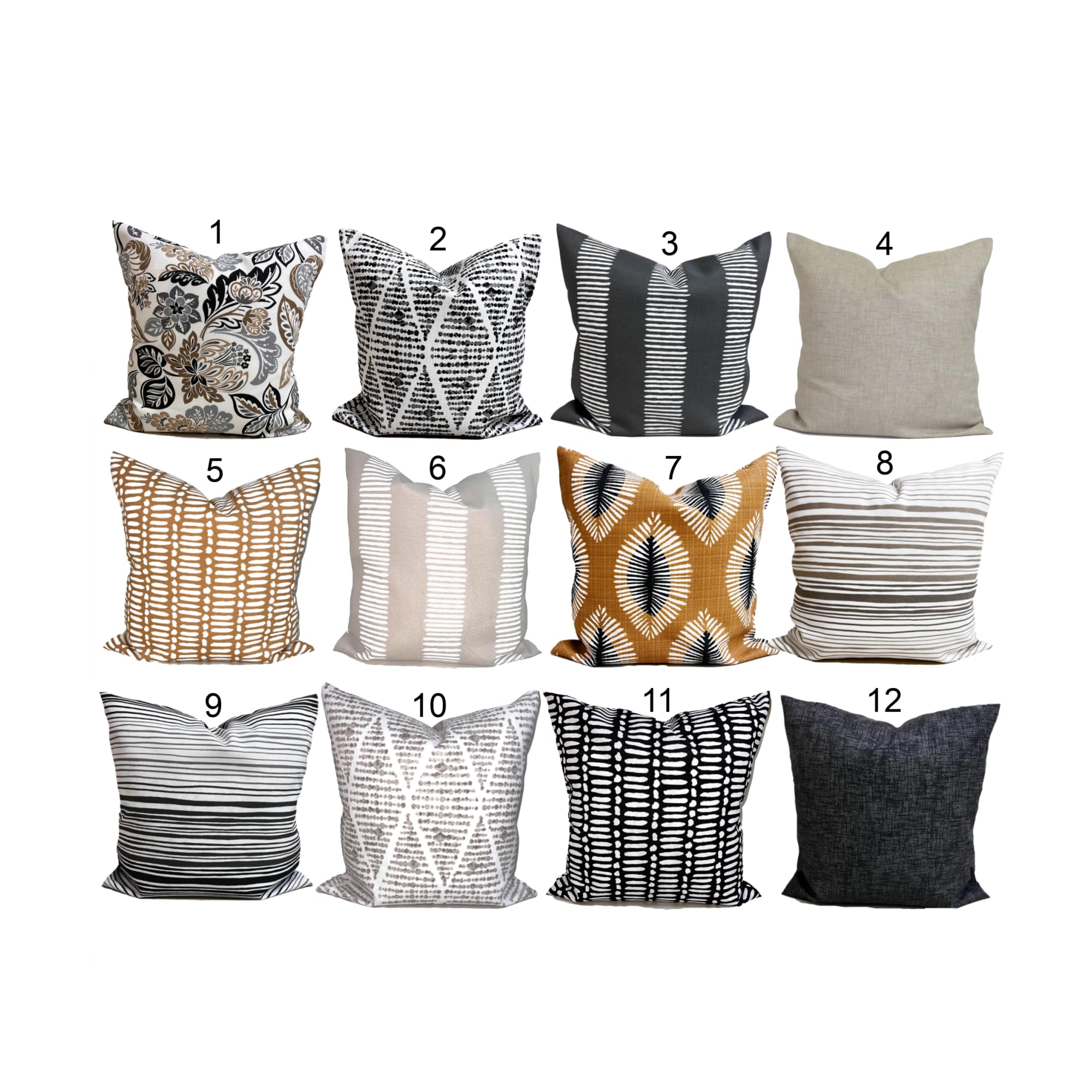 Premium Gray Outdoor Pillow Covers - Waterproof & UV Resistant (16x16, 18x18, 20x20 Inches) - Gold, Tan & Grey Decorative Throw Pillow Cases for Patio Furniture, Porch Swing & Poolside Lounge - All Weather Outdoor Decor