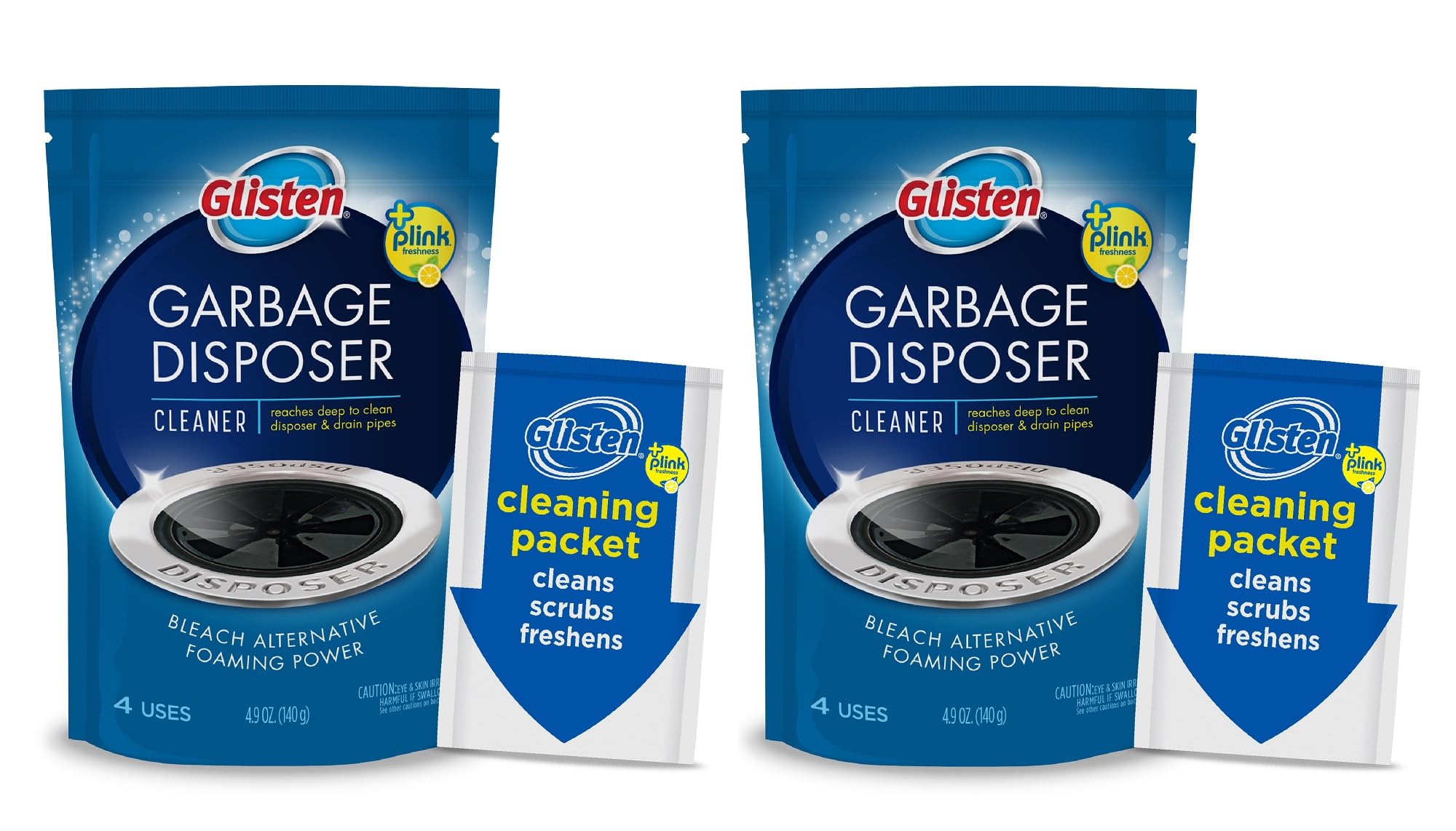 Glisten Garbage Disposal Foaming Cleaner - Lemon Scent (2-Pack, 8 Uses) | Deep Cleans & Deodorizes Kitchen Sink Drains | Eliminates Odors & Removes Buildup