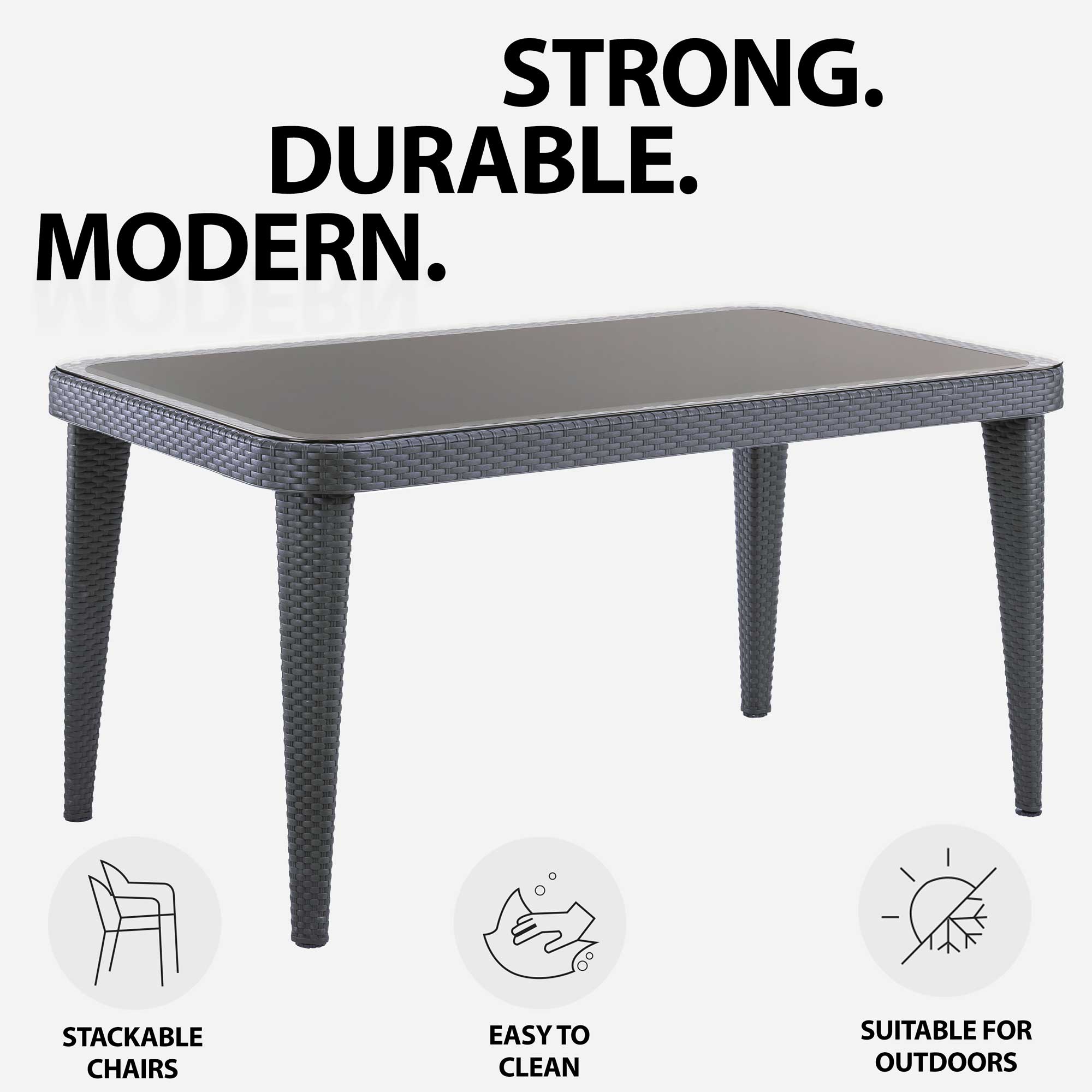 Weather-Resistant Outdoor Dining Table - 90x150cm PP/Fiberglass Patio Furniture in Anthracite (DG209) - Perfect for Backyard BBQs, Poolside Gatherings & Garden Parties