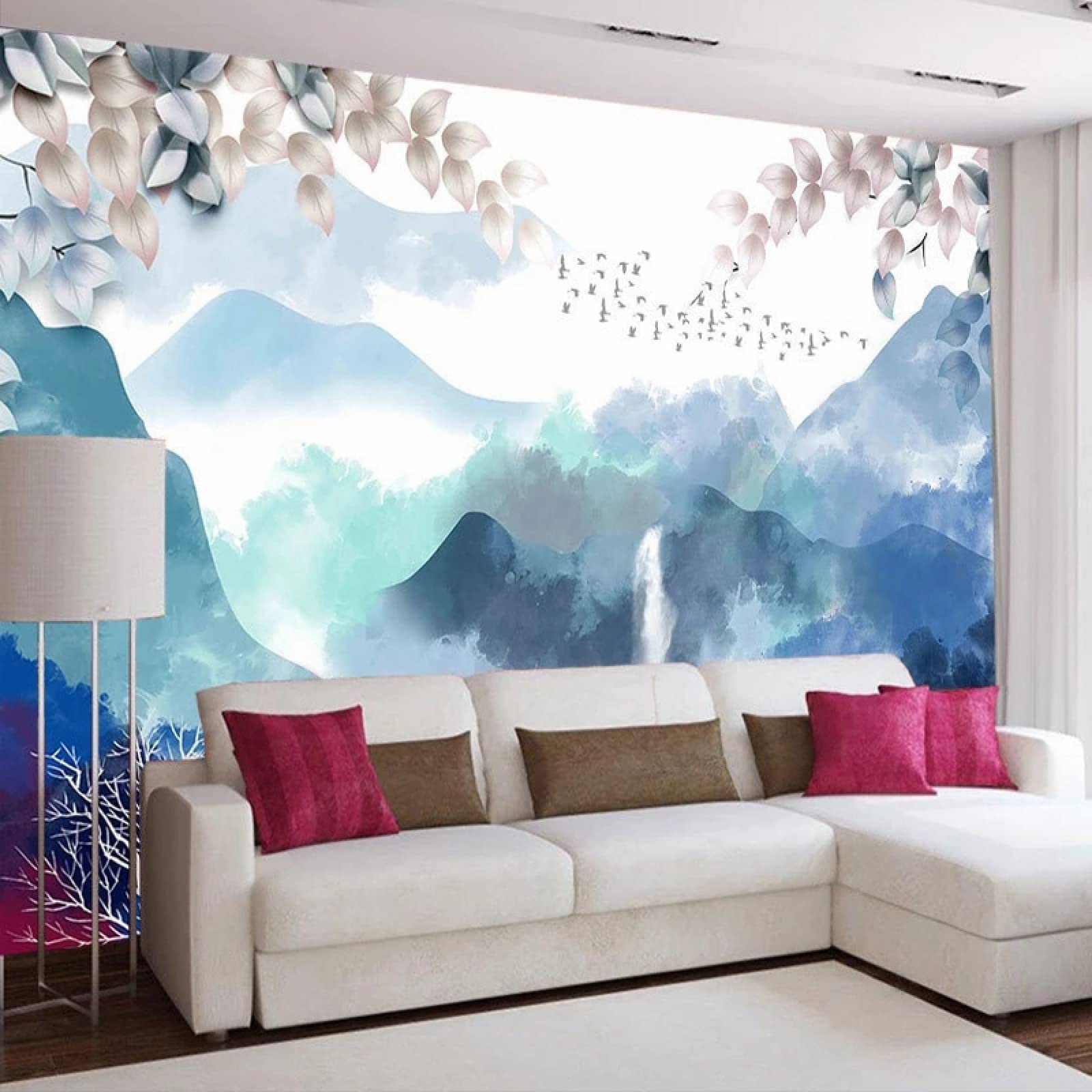 Chinese Style Ink Painting Large Removable Wall Stickers - Self-Adhesive 3D Wall Mural for Kids Room, Dining, Bedroom & Living Room Decor (100