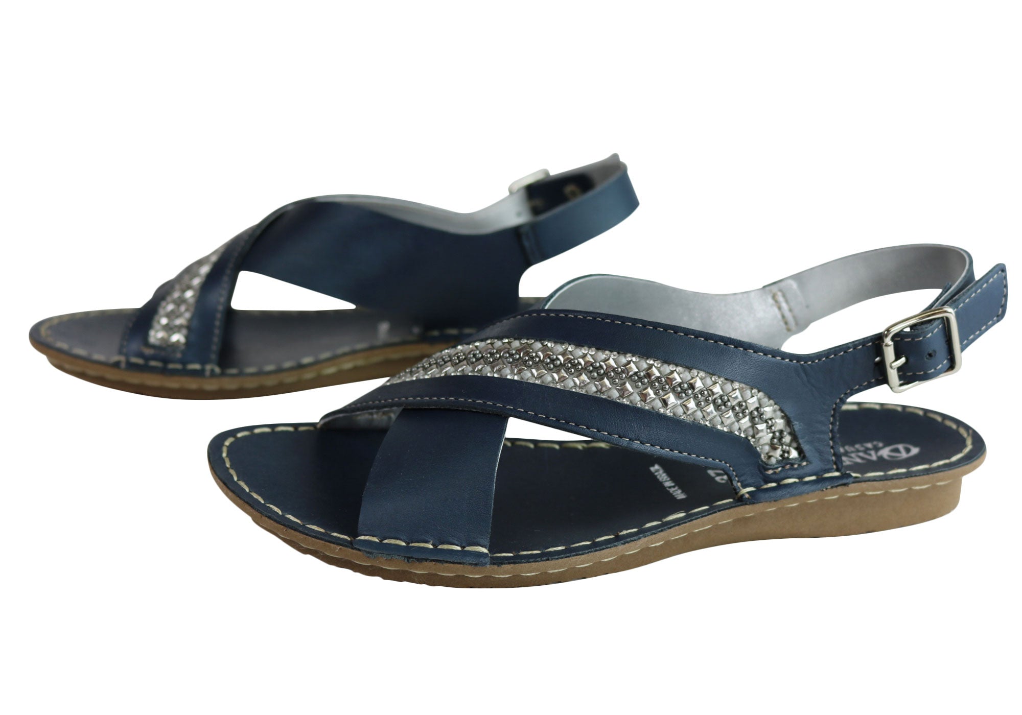 Andacco Veronique Women's Comfort Flat Leather Sandals - Handmade in Brazil - Perfect for Summer, Beach & Casual Outings