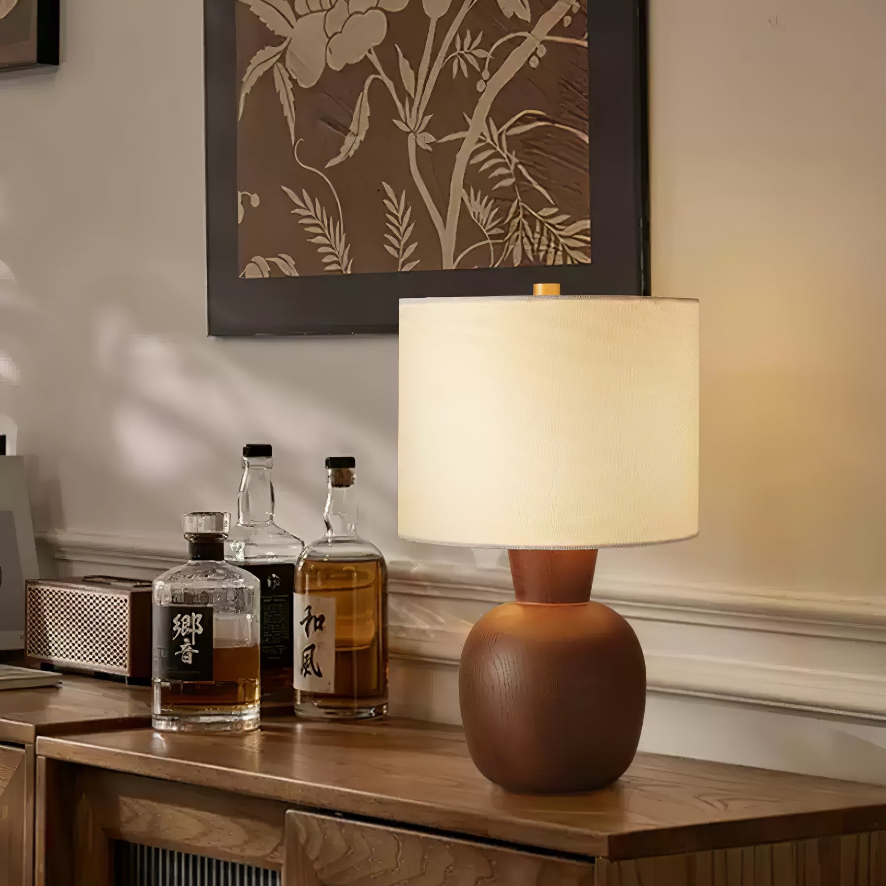 Modern Hearth Table Lamp - Warm White LED Bedside Light for Living Room, Bedroom & Office - Adjustable Brightness & Dimmable Reading Lamp with USB Port