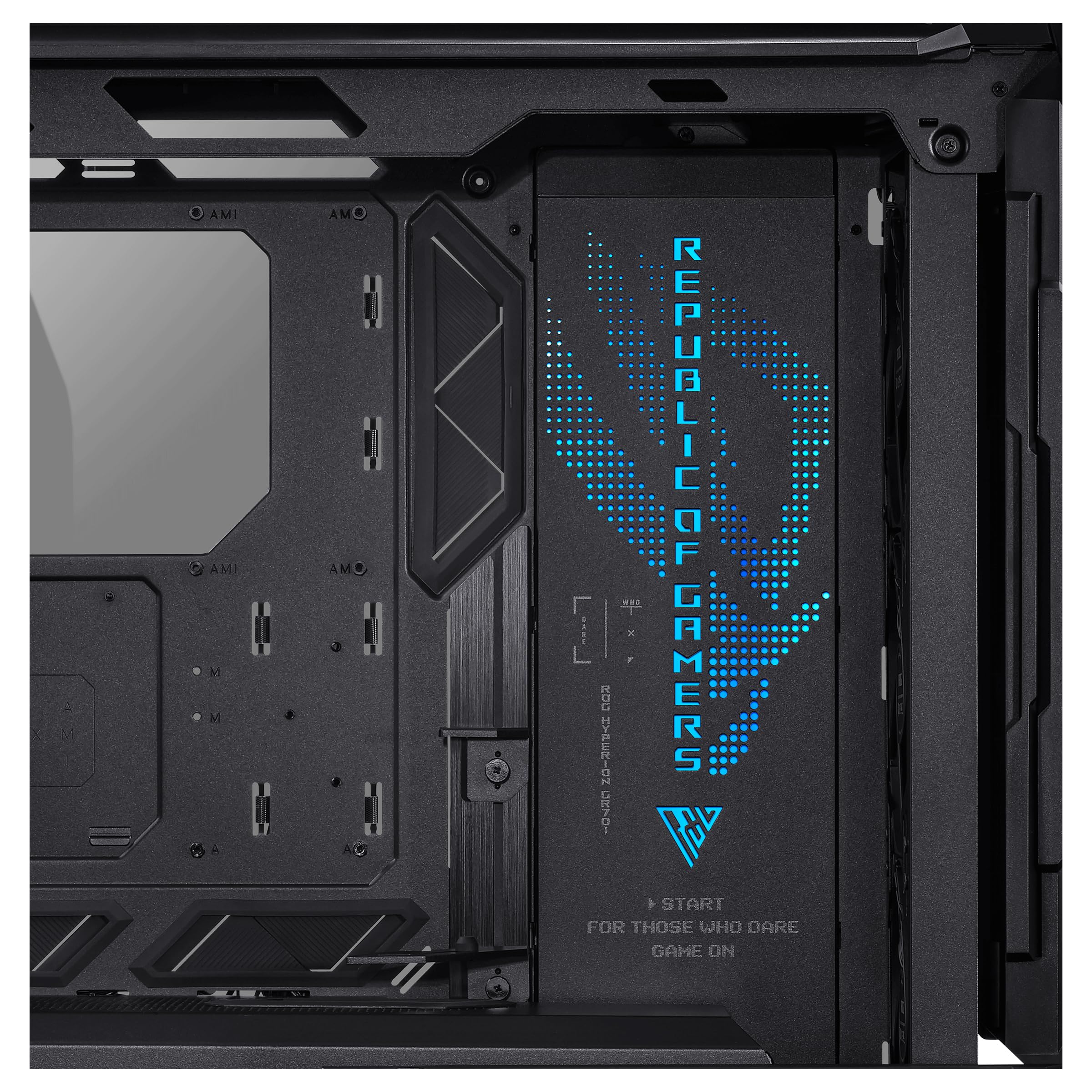 ROG Hyperion GR701 BTF Edition E-ATX Gaming PC Case with BTF Connectors - Supports 420mm Radiators, Includes 4x 140mm Fans & ARGB Fan Hub, 60W Fast Charging - Perfect for High-End Gaming Rigs & Custom Water Cooling Builds