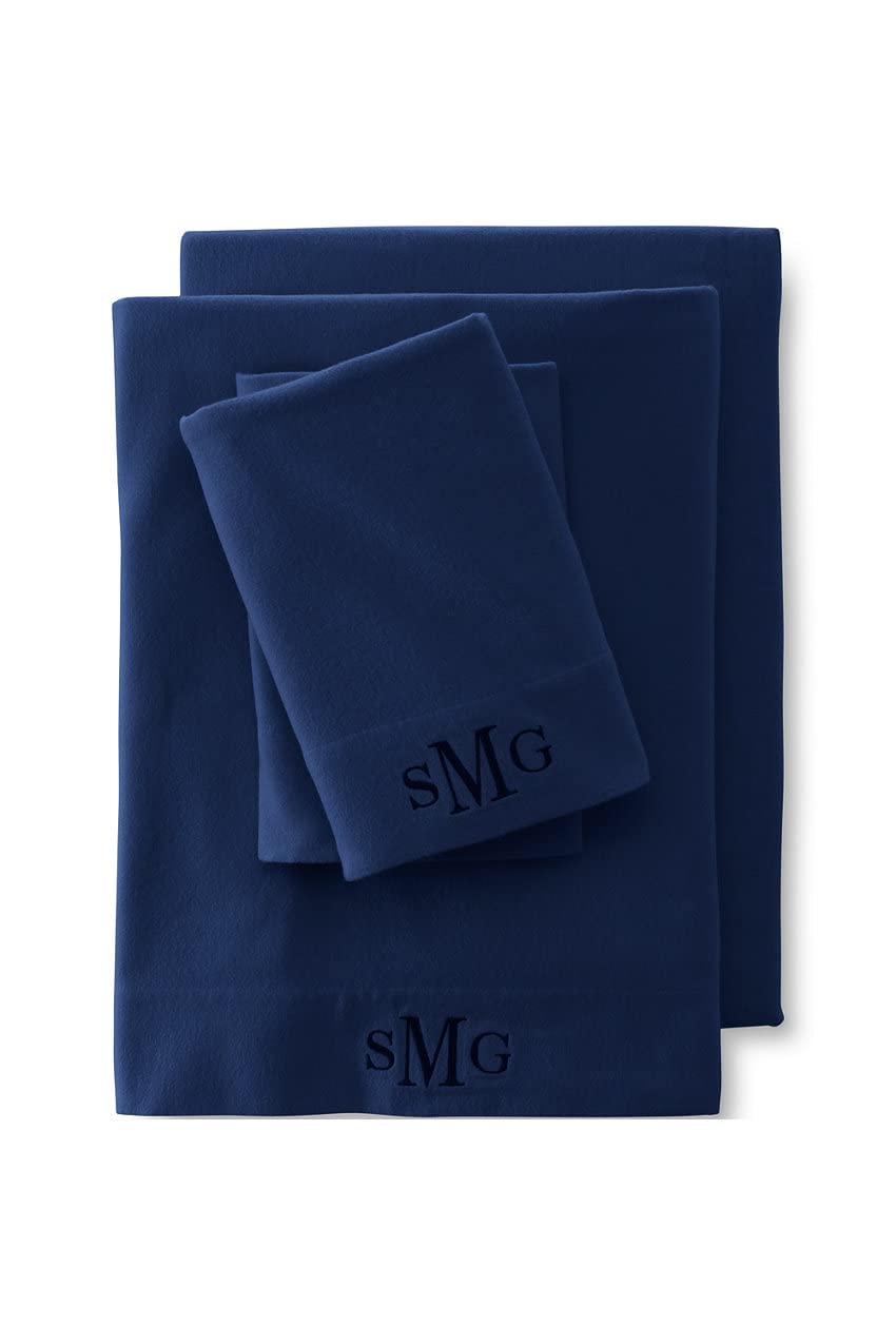Lands' End 5oz Flannel Solid Sheet Set - Deep Sea Navy - Full Size Bed Sheets - Ultra Soft & Warm for Winter - Cozy Bedroom & Guest Room Essentials
