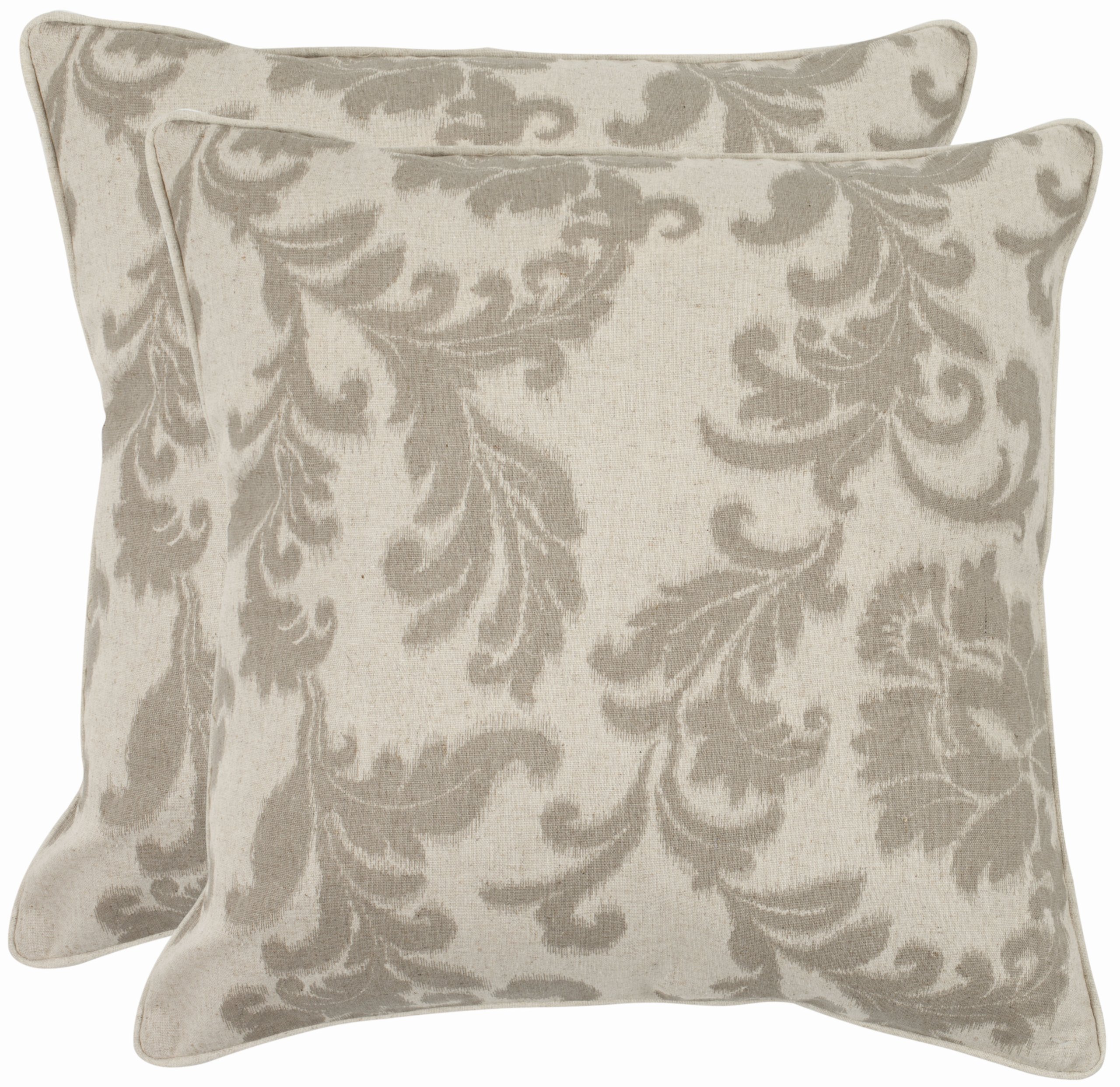 SAFAVIEH 22-Inch Acanthus Leaves Decorative Throw Pillow Set of 2 - Ivory & Grey - Perfect for Sofa, Bed, or Living Room Decor