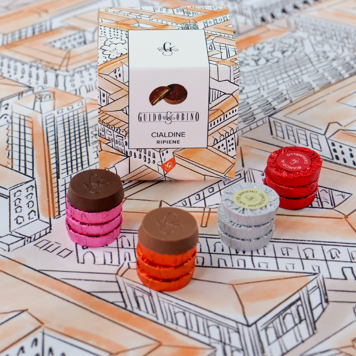 Guido Gobino Assorted Filled Chocolate Disks - 24 Piece Gourmet Chocolate Gift Box | Perfect for Holidays, Birthdays & Corporate Gifting