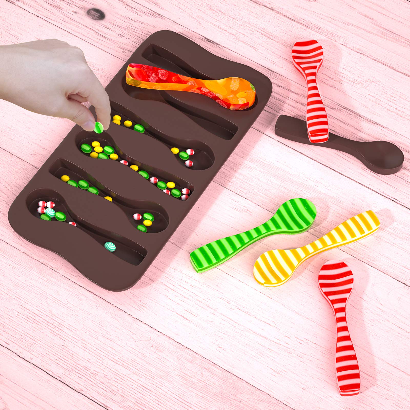 Palksky Silicone Hot Chocolate Spoon Molds - Candy Cane & Peppermint Shapes for DIY Hot Cocoa, Coffee & Desserts | Perfect for Holiday Gifts, Party Favors & Home Baking