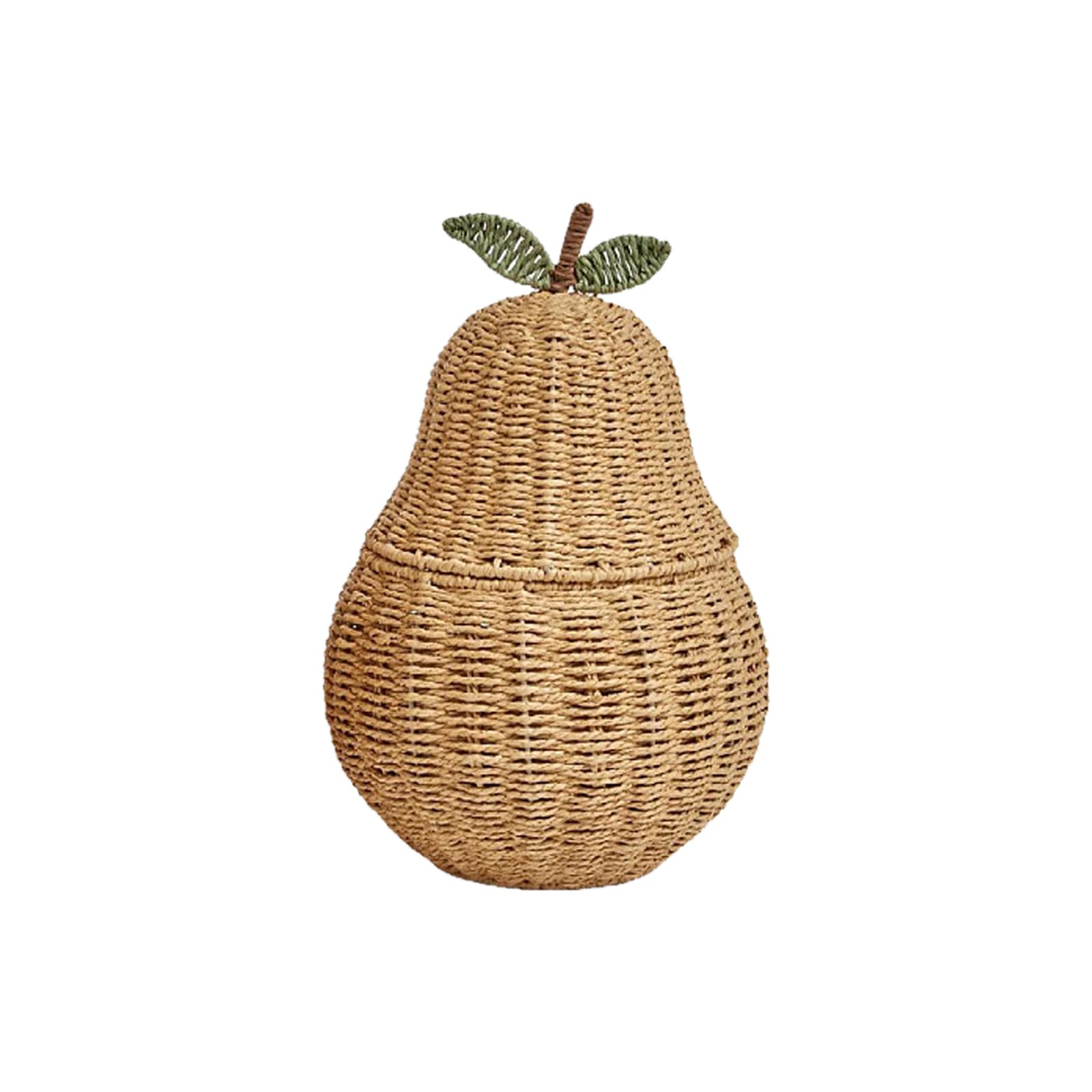 Pear-Shaped Woven Rattan Storage Basket with Lid - 21x41.5cm Cute Fruit Home Decor Organizer for Bedroom, Office & Bathroom | Eco-Friendly Storage Bin for Toys, Blankets & Laundry