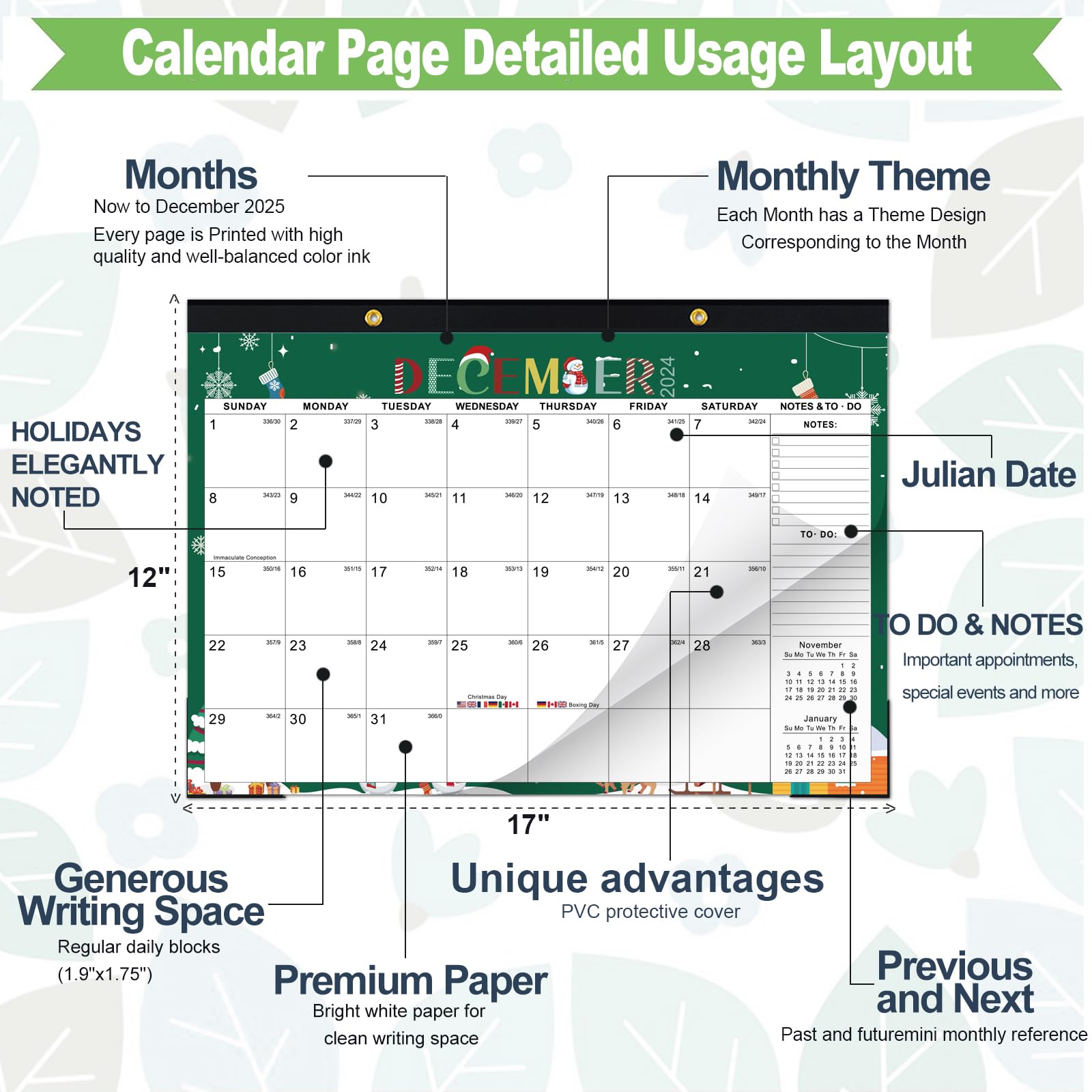 2025 Desk Calendar - Monthly Themed Desktop & Wall Planner (Now - Dec 2025) | 17