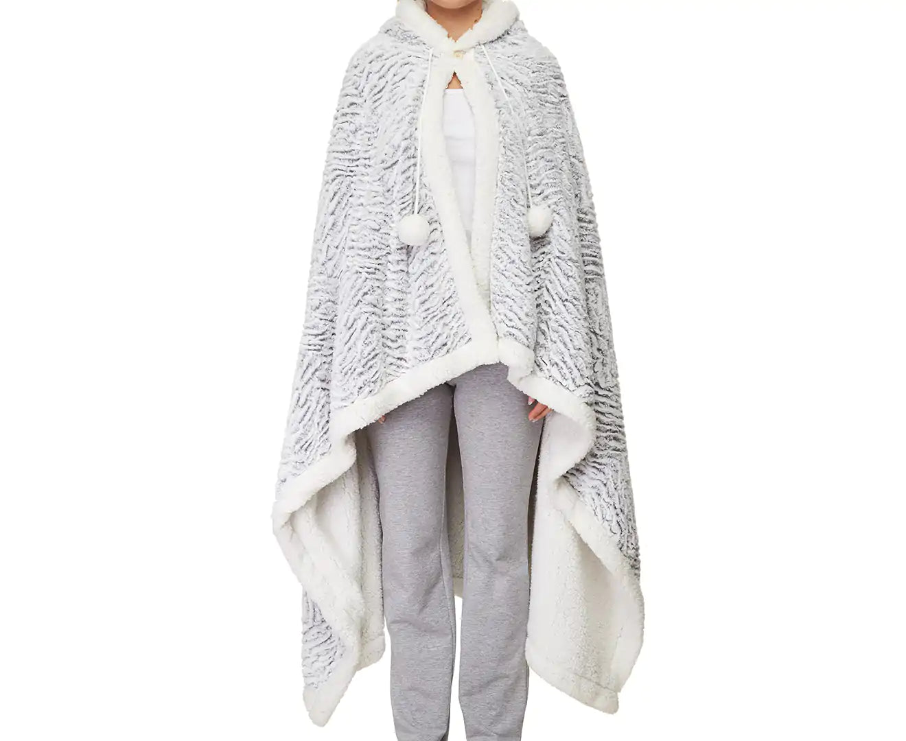 Alastair's Silver Hooded Snuggle Blanket - Ultra Soft Fleece Wearable Blanket for Adults & Teens - Perfect for Lounging, Movie Nights & Cold Weather Comfort