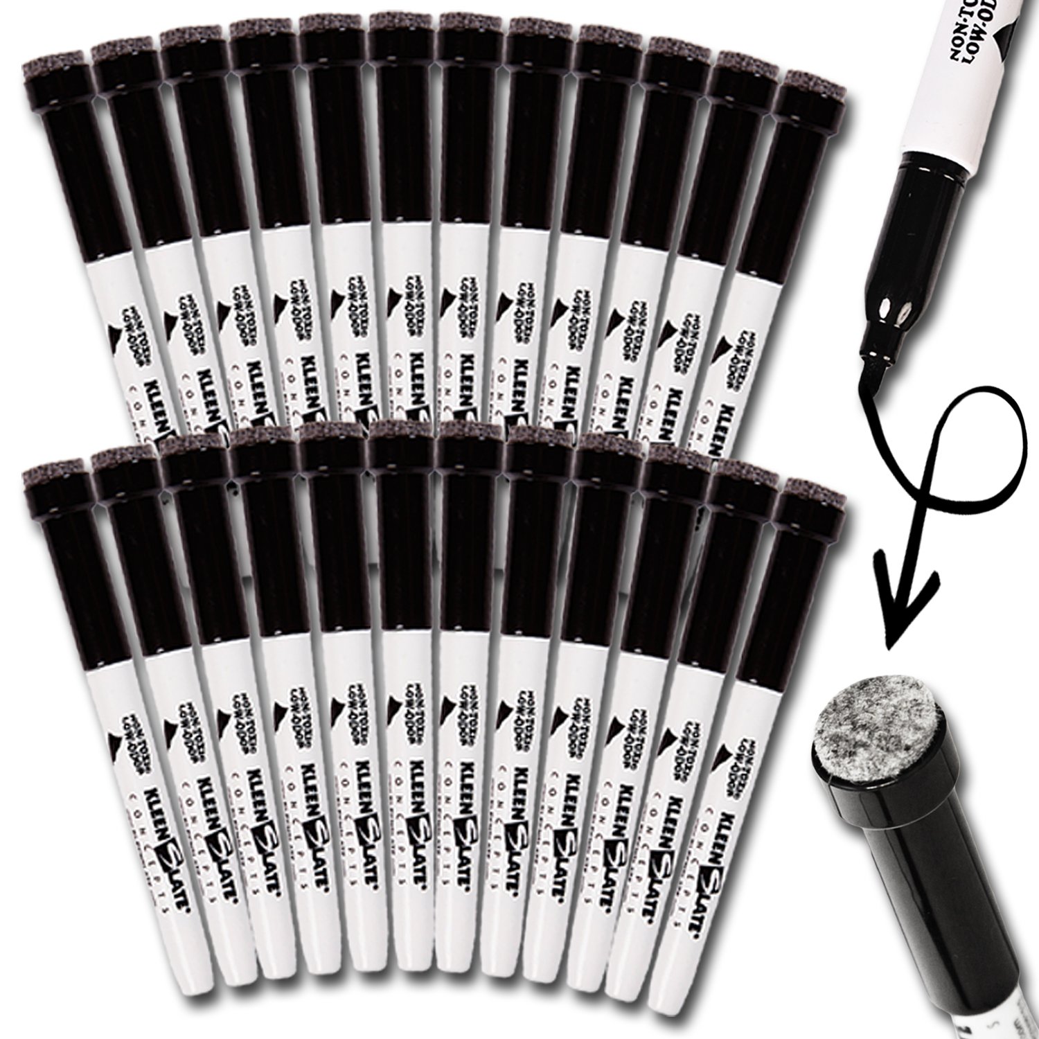 24-Pack KleenSlate Double-Sided Customizable Whiteboard with Clear Dry Erase Sleeve - Includes 24 Microfiber Cloths, Bookbinder Rings & Markers for Classroom, Office & Homeschool Learning Activities