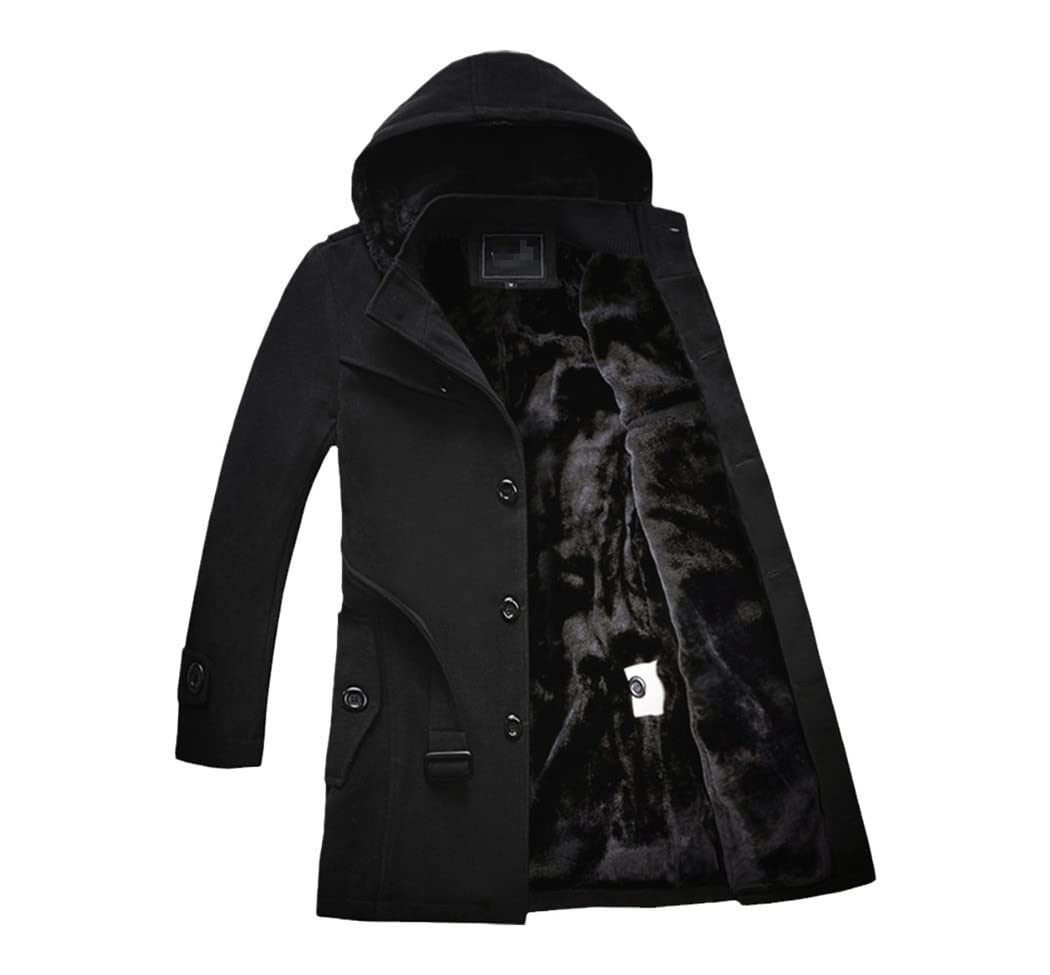 Men's Winter Trench Coat - Long Wool Overcoat with Thick Warm Lining | Water-Resistant Outerwear for Business, Office & Formal Occasions