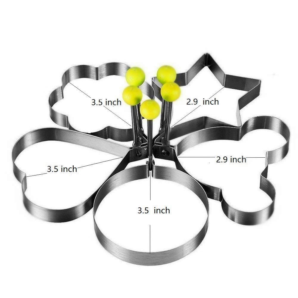 LVYIMAO 5PCS Stainless Steel Egg Ring Mold Set - Perfect for Fried Eggs, Pancakes & Cookies | Non-Stick Kitchen Gadget for Breakfast, Baking & Cooking | Ideal for Home, Restaurant & Camping Use