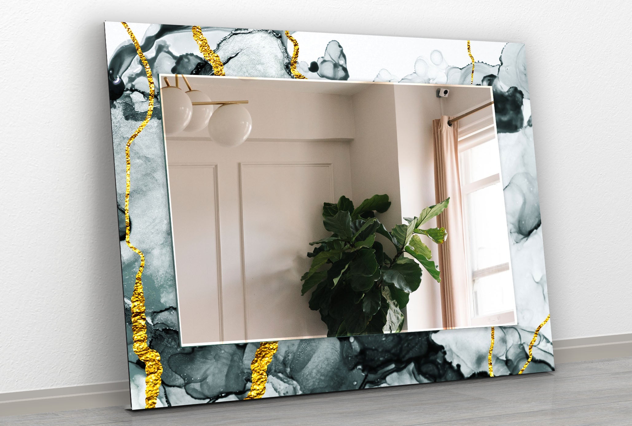 Elegant Black & Silver Golden Wall Mirror - Modern Home Decor for Living Room, Bedroom, or Entryway - Perfect for Enhancing Space & Style