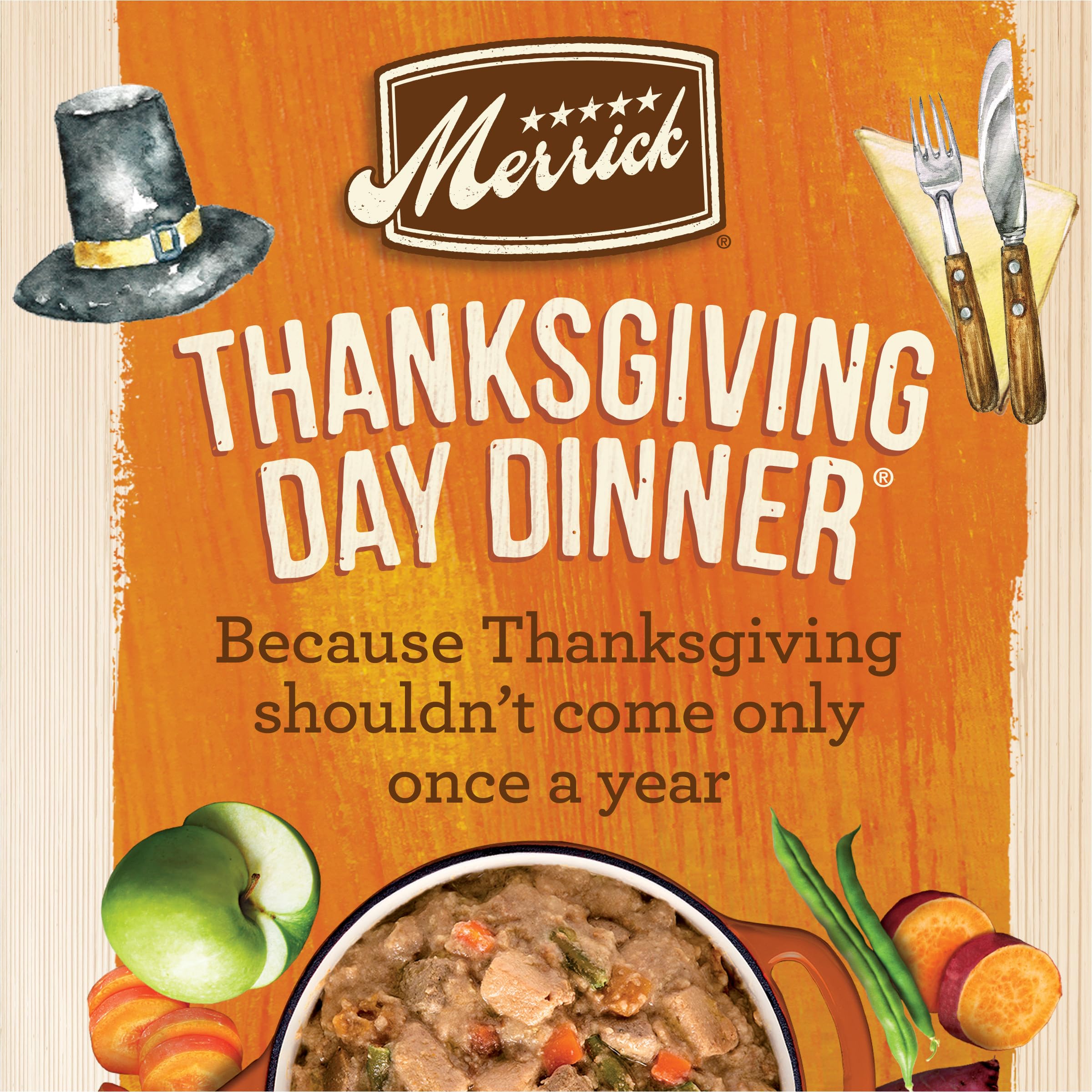 **Merrick Grain Free Wet Dog Food for Adults - Premium Gluten Free Canned Dog Food, Thanksgiving Dinner Flavor - 12 Pack (12.7 oz Cans) - Perfect for Holidays, Special Occasions & Daily Meals**