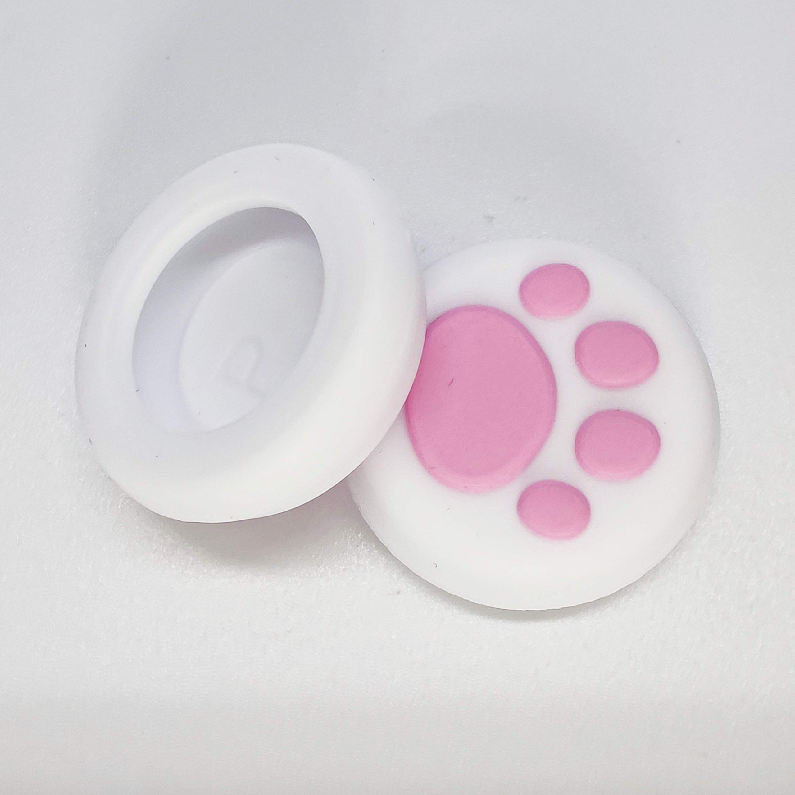 2PCS Analog Stick Thumb Grips for PS5/PS4/PS3/Xbox One/Xbox 360/PS2/Switch Pro/Wii U Controllers - Soft White-Pink Paw Design for Enhanced Grip & Comfort - Perfect for Gaming Sessions & Long Playtime