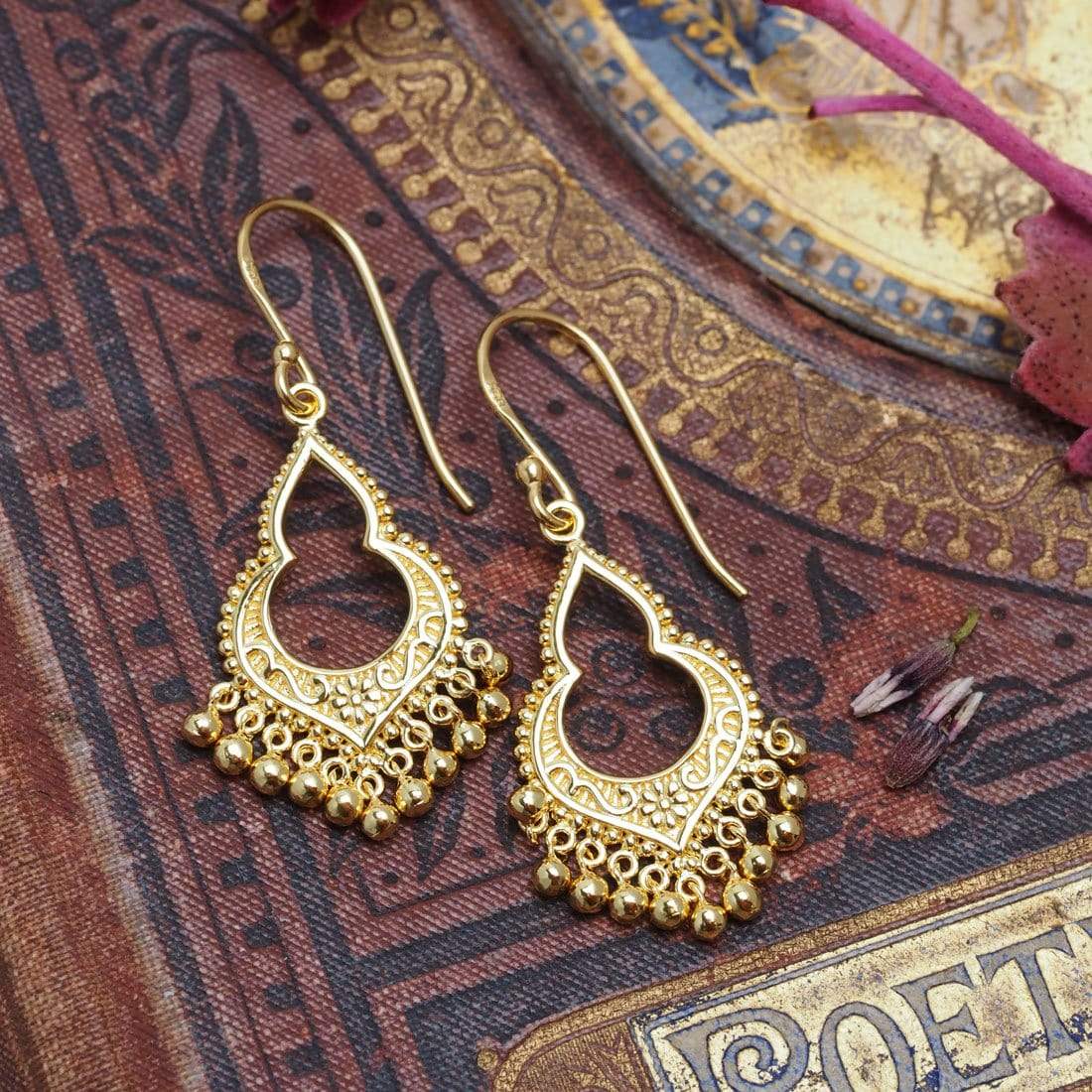 Mahaweli Gold Charm Earrings for Women - Elegant Dangle Drop Jewelry for Parties, Weddings & Everyday Wear